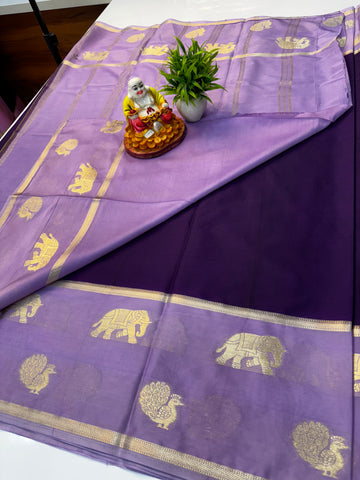 Premium Mysore Crepe Silk Saree with Bentex Border & Elephant Highlights