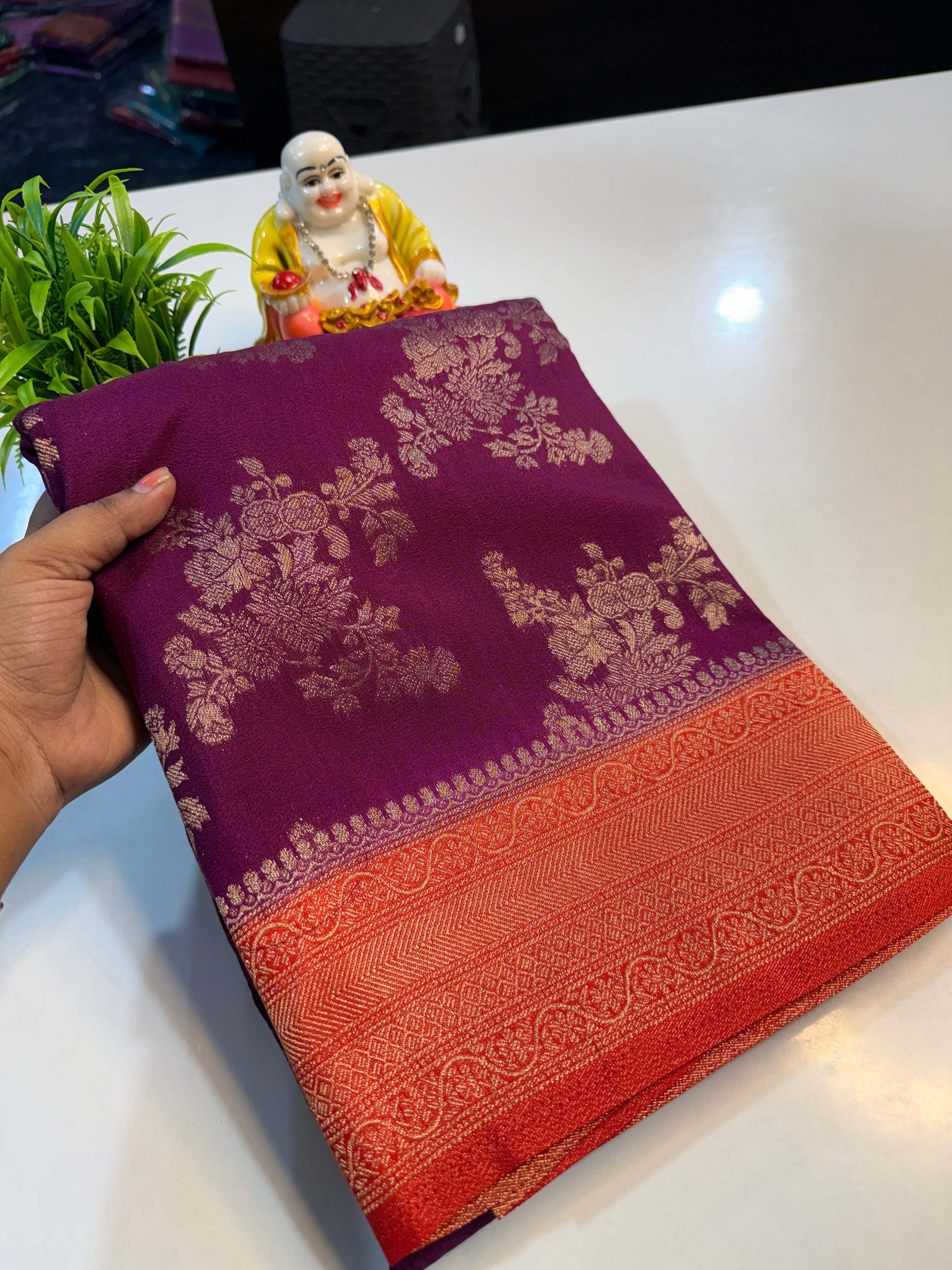 Premium Georgette Saree with Jaal Pattern | Rich Pallu & Butta Blouse…