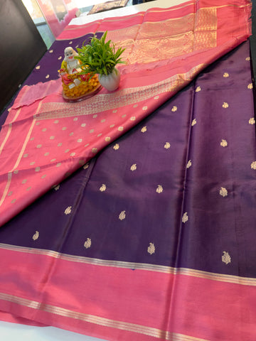 Premium Gajji Silk Saree with Buttas, Rich Pallu & Butta Blouse..