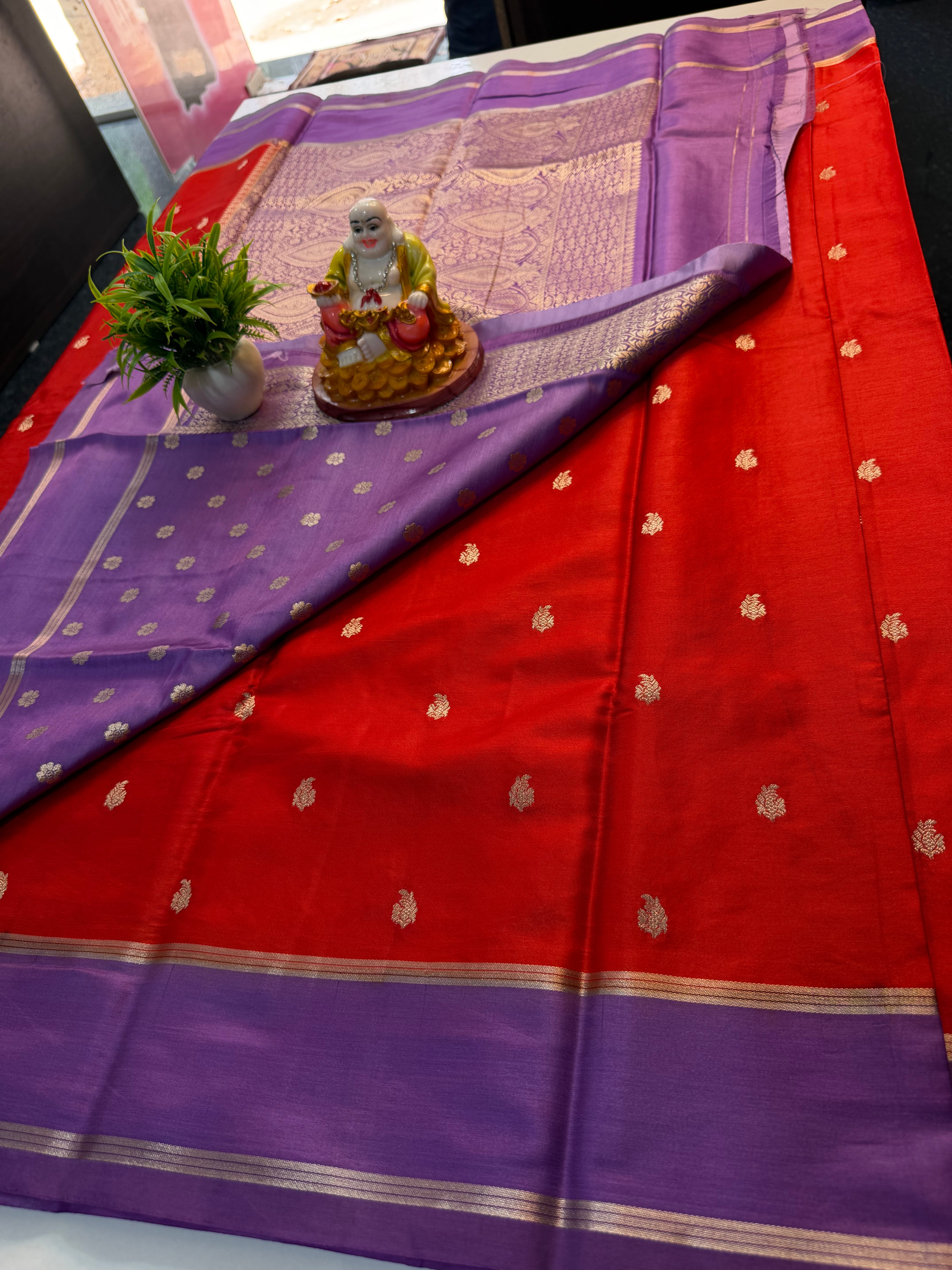 Premium Gajji Silk Saree with Buttas, Rich Pallu & Butta Blouse..
