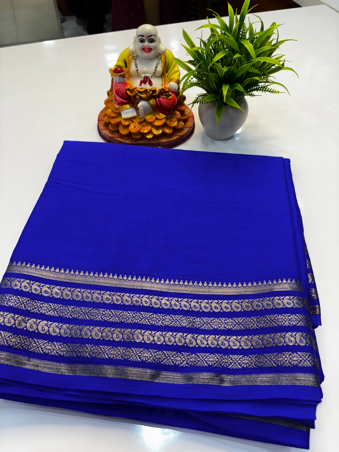 Mysore Crepe Silk Saree with Elegant Border & Rich Pallu