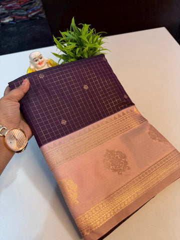 Premium Semi Silk Saree with Checks & Buttas | Rich Pallu..