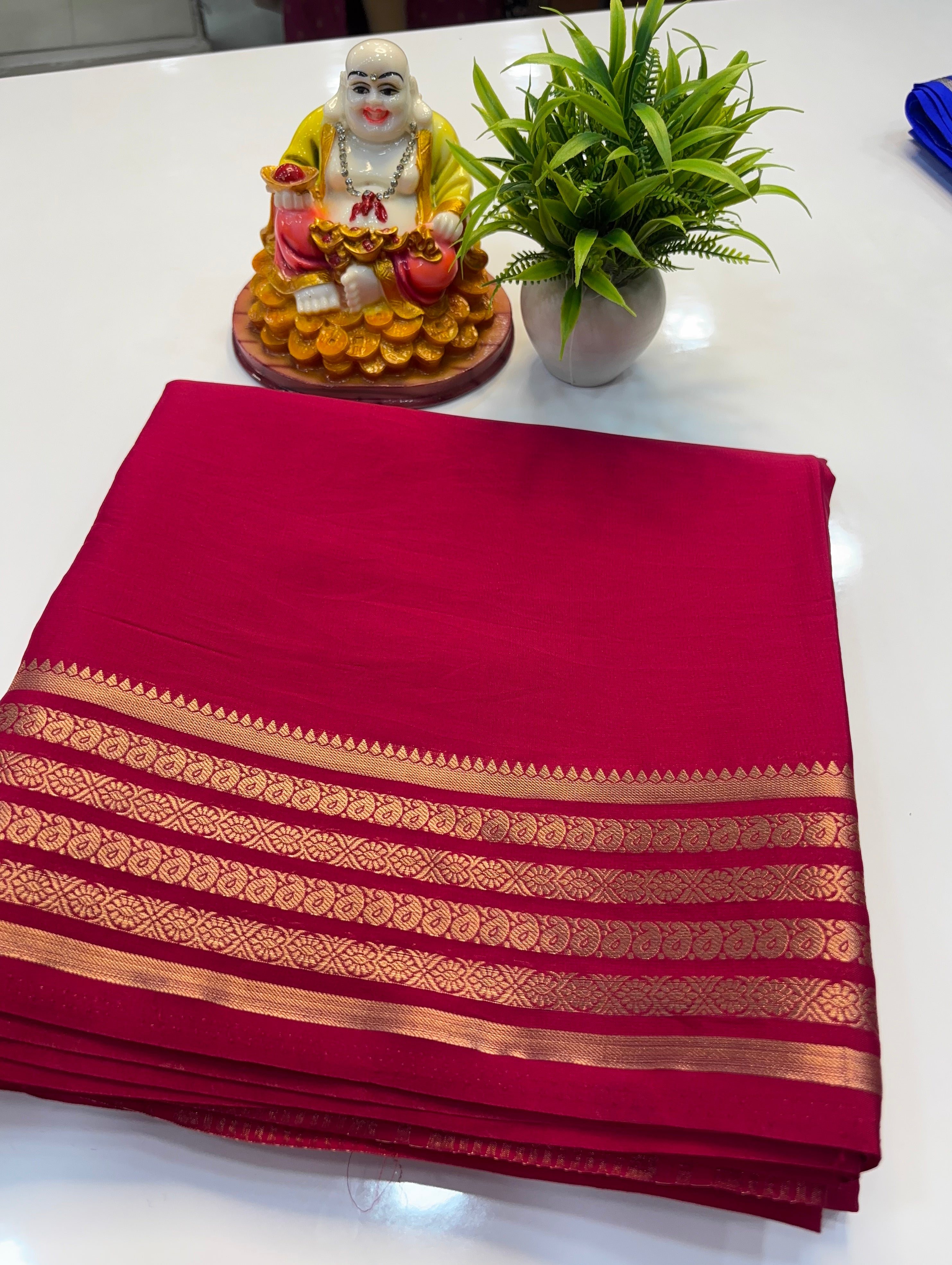 Mysore Crepe Silk Saree with Elegant Border & Rich Pallu