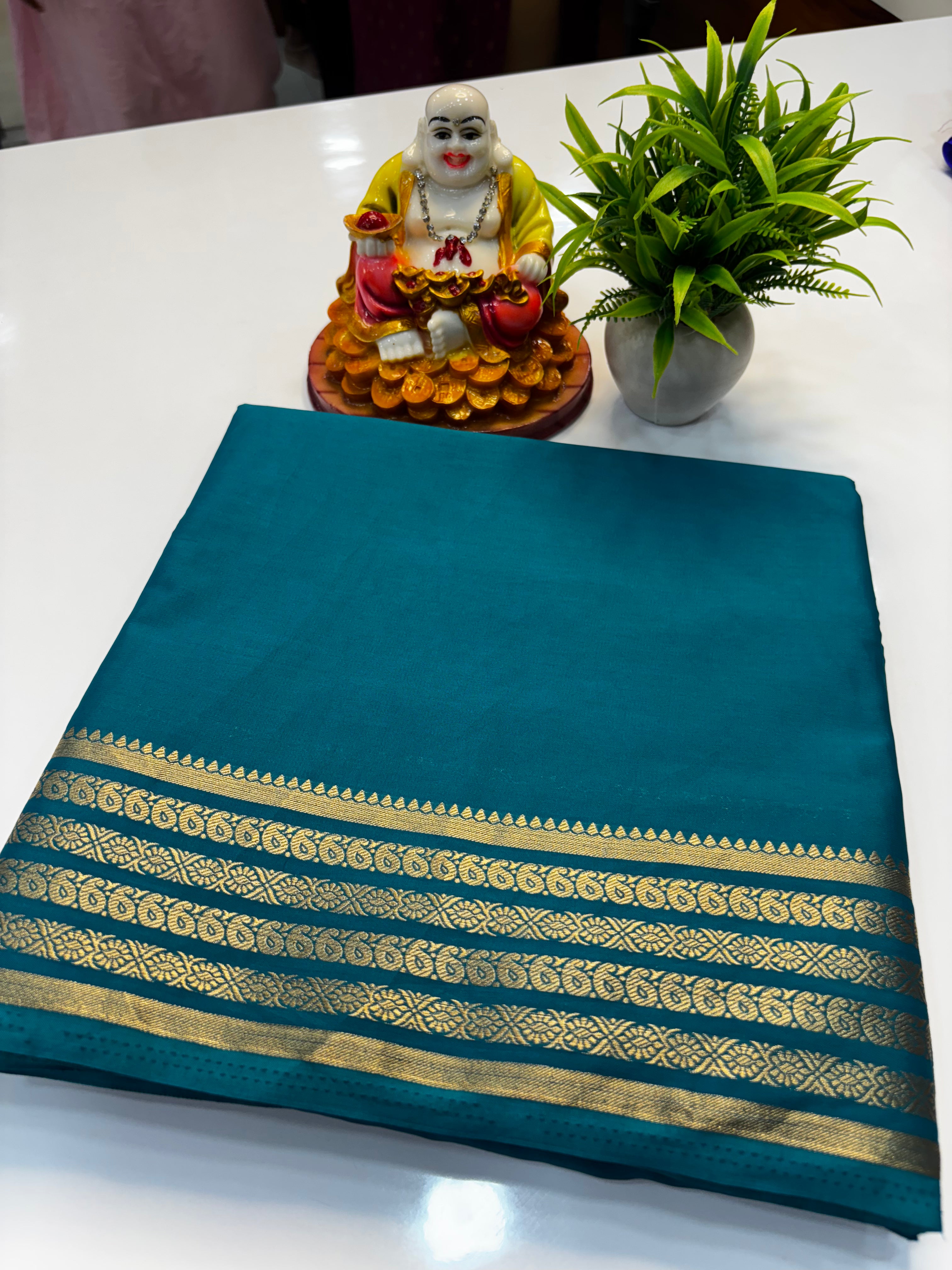 Mysore Crepe Silk Saree with Elegant Border & Rich Pallu