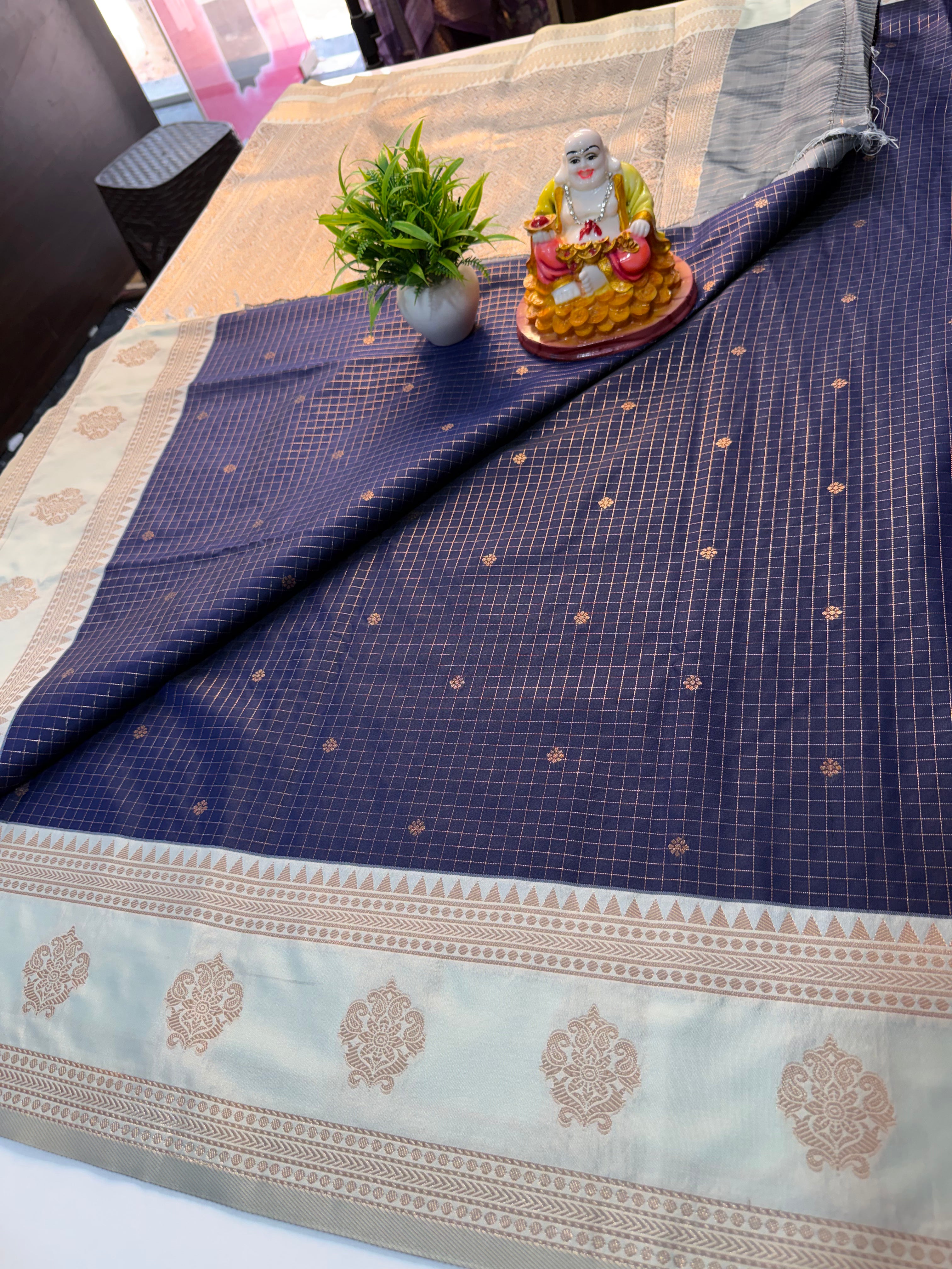Premium Semi Silk Saree with Checks & Buttas | Rich Pallu..