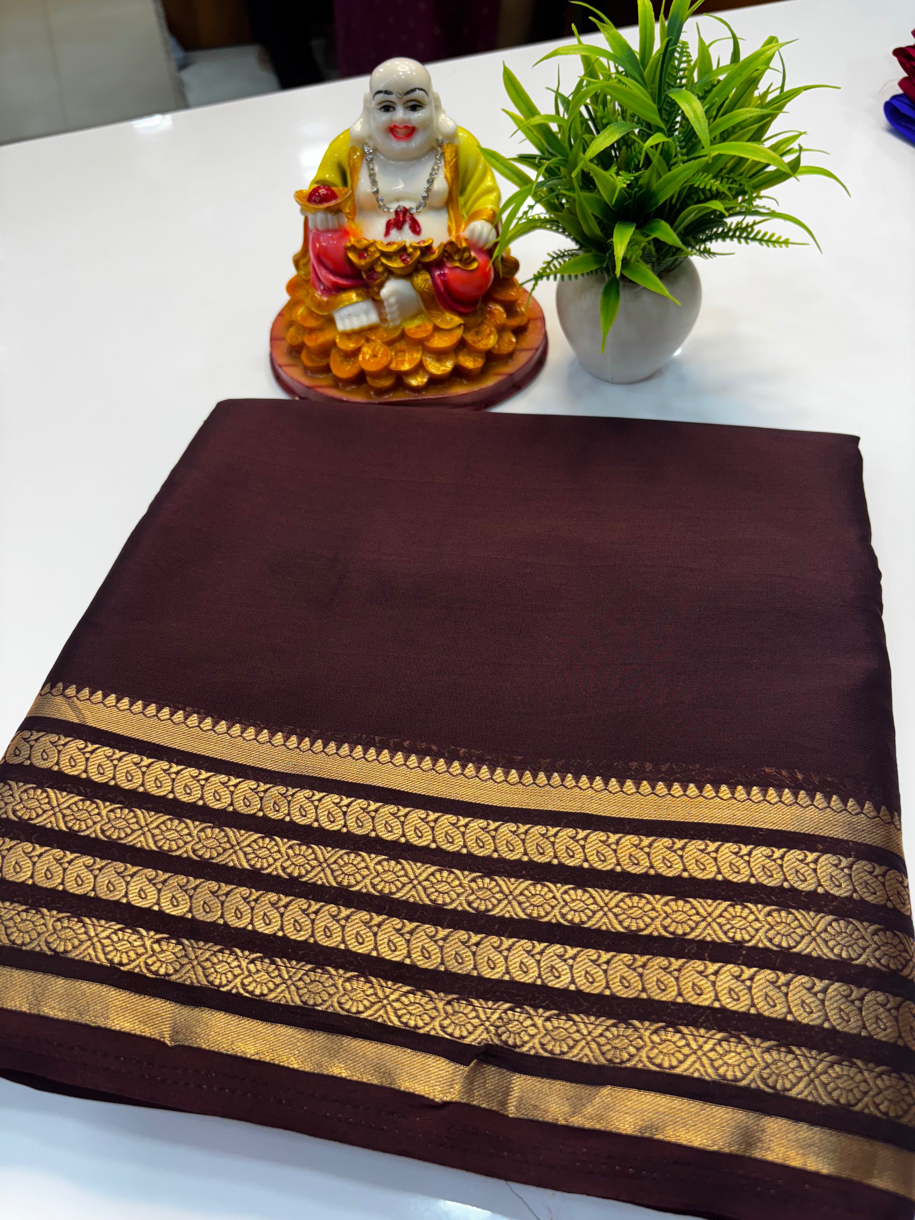 Mysore Crepe Silk Saree with Elegant Border & Rich Pallu