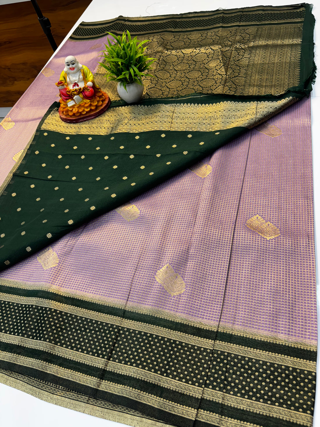 Premium Georgette Saree with Check Pattern, Rich Pallu & Butta Blouse – Padmavathi Silks and Sarees