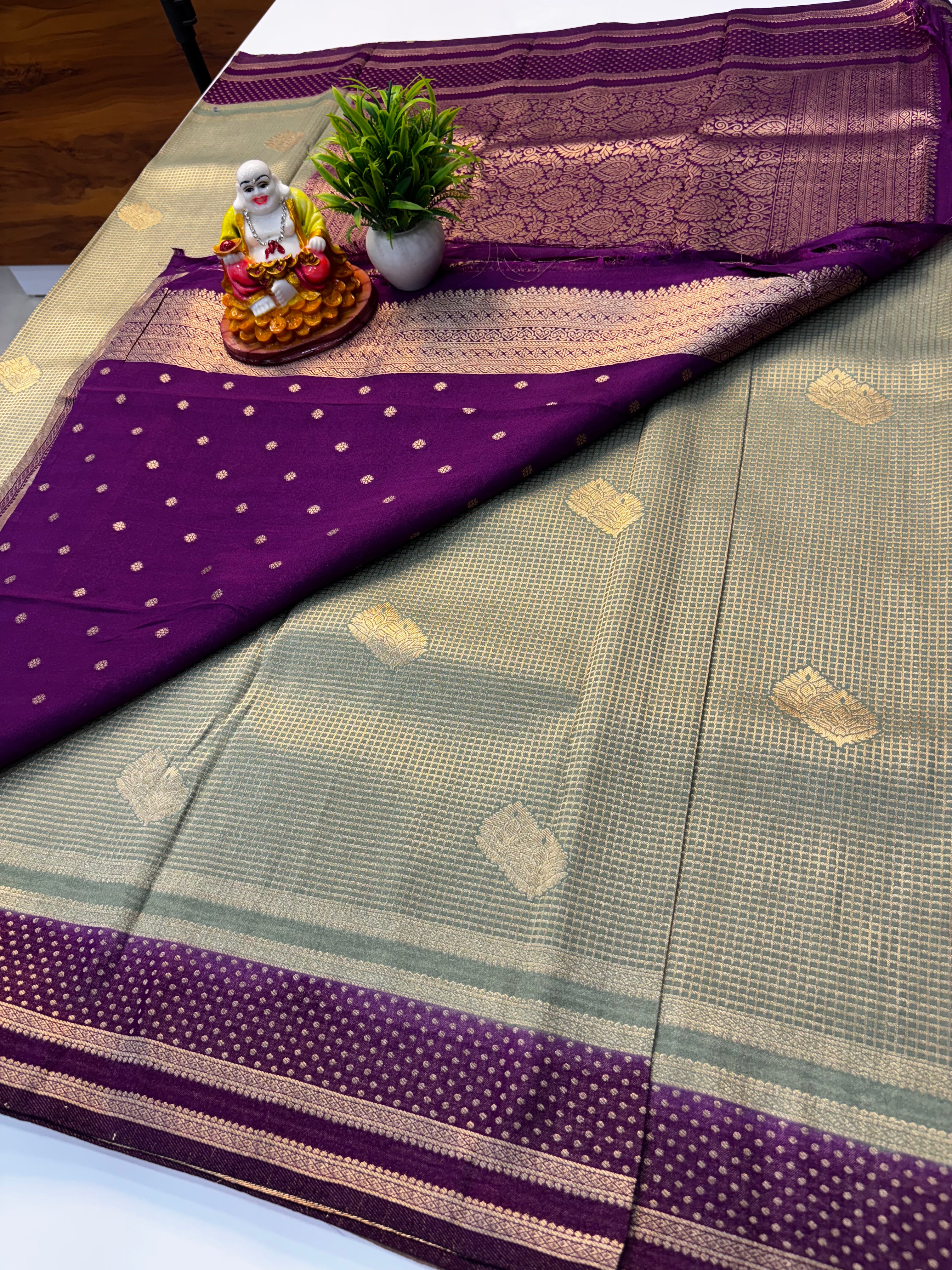Premium Georgette Saree with Check Pattern, Rich Pallu & Butta Blouse – Padmavathi Silks and Sarees