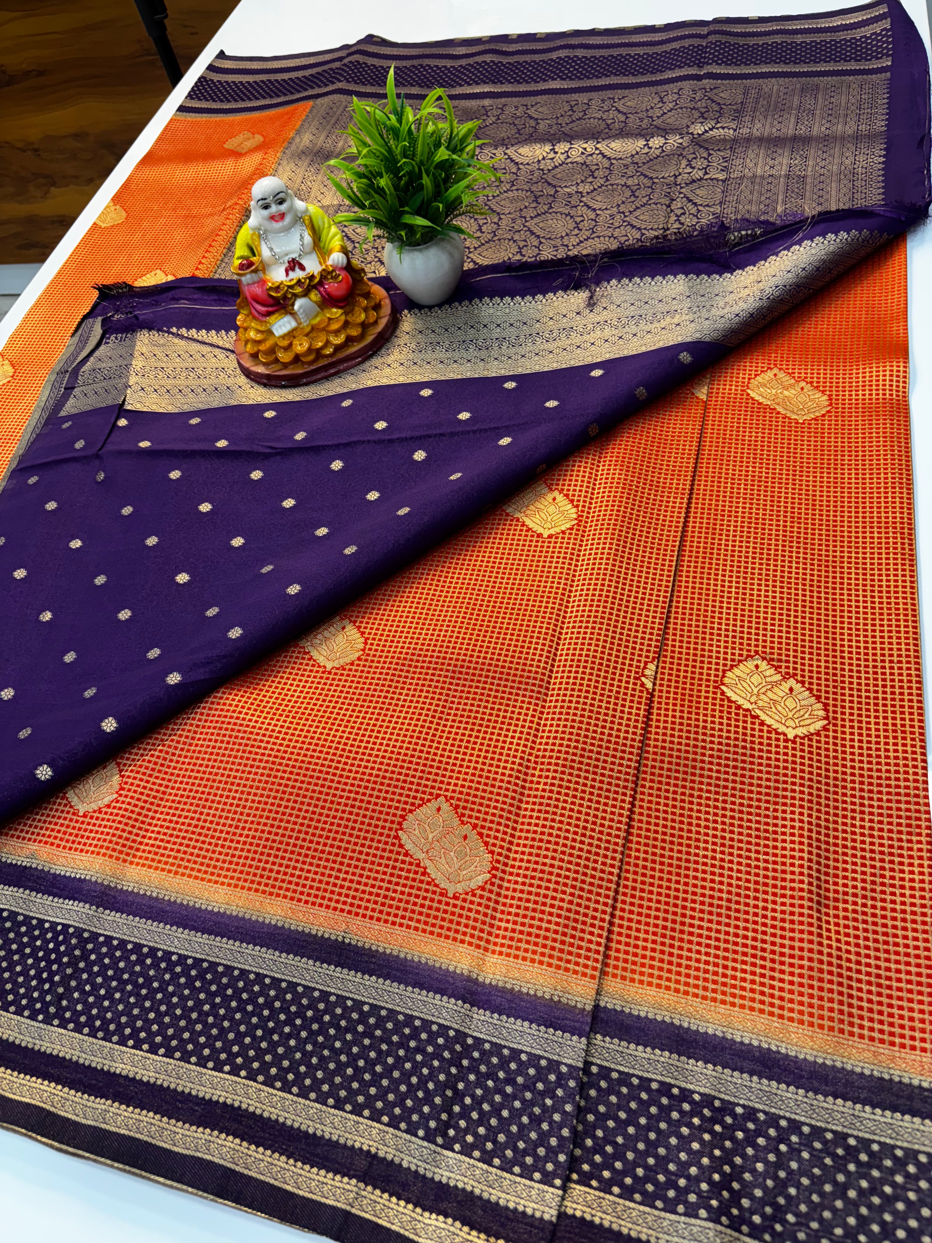 Premium Georgette Saree with Check Pattern, Rich Pallu & Butta Blouse – Padmavathi Silks and Sarees