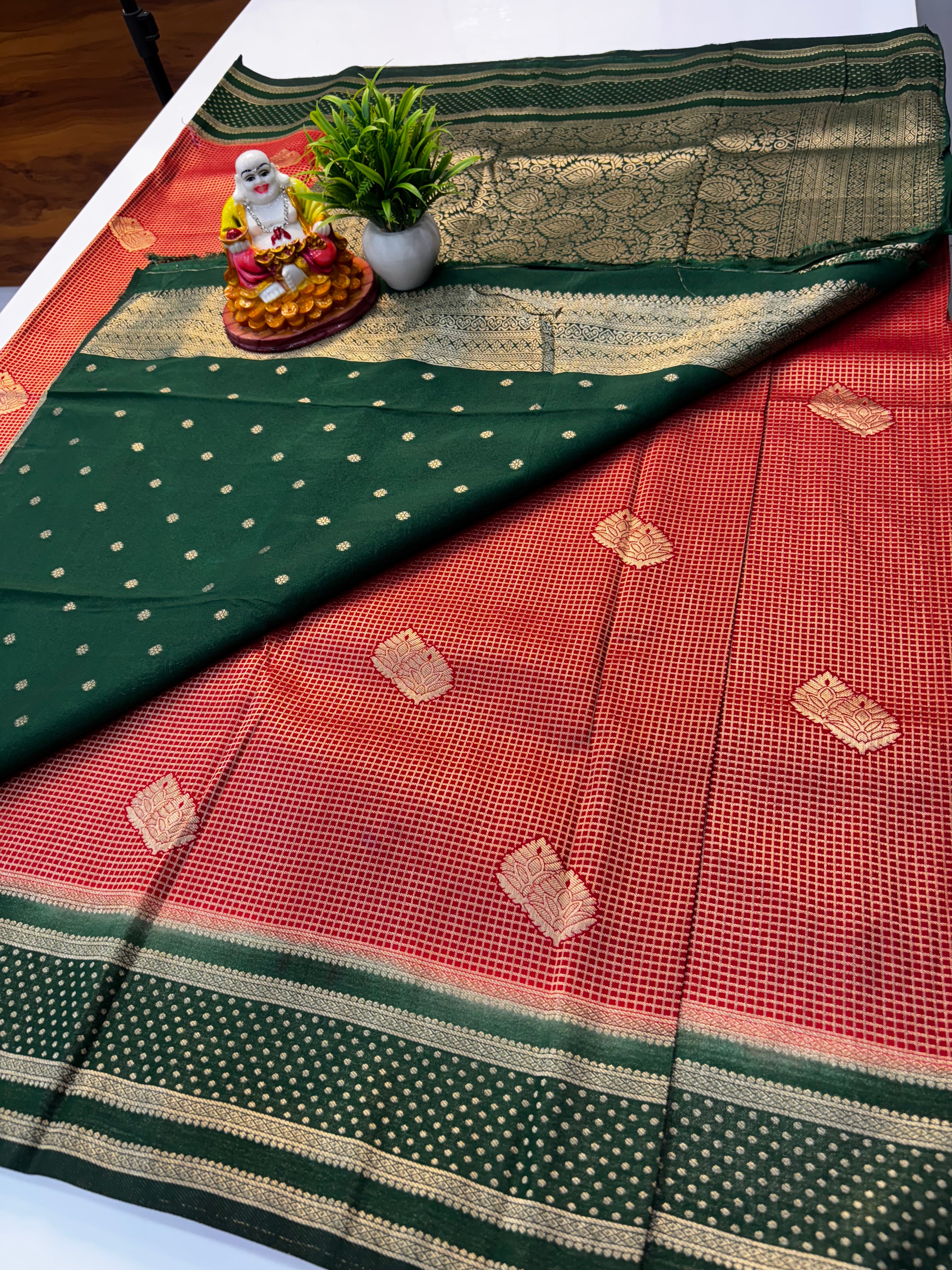 Premium Georgette Saree with Check Pattern, Rich Pallu & Butta Blouse – Padmavathi Silks and Sarees