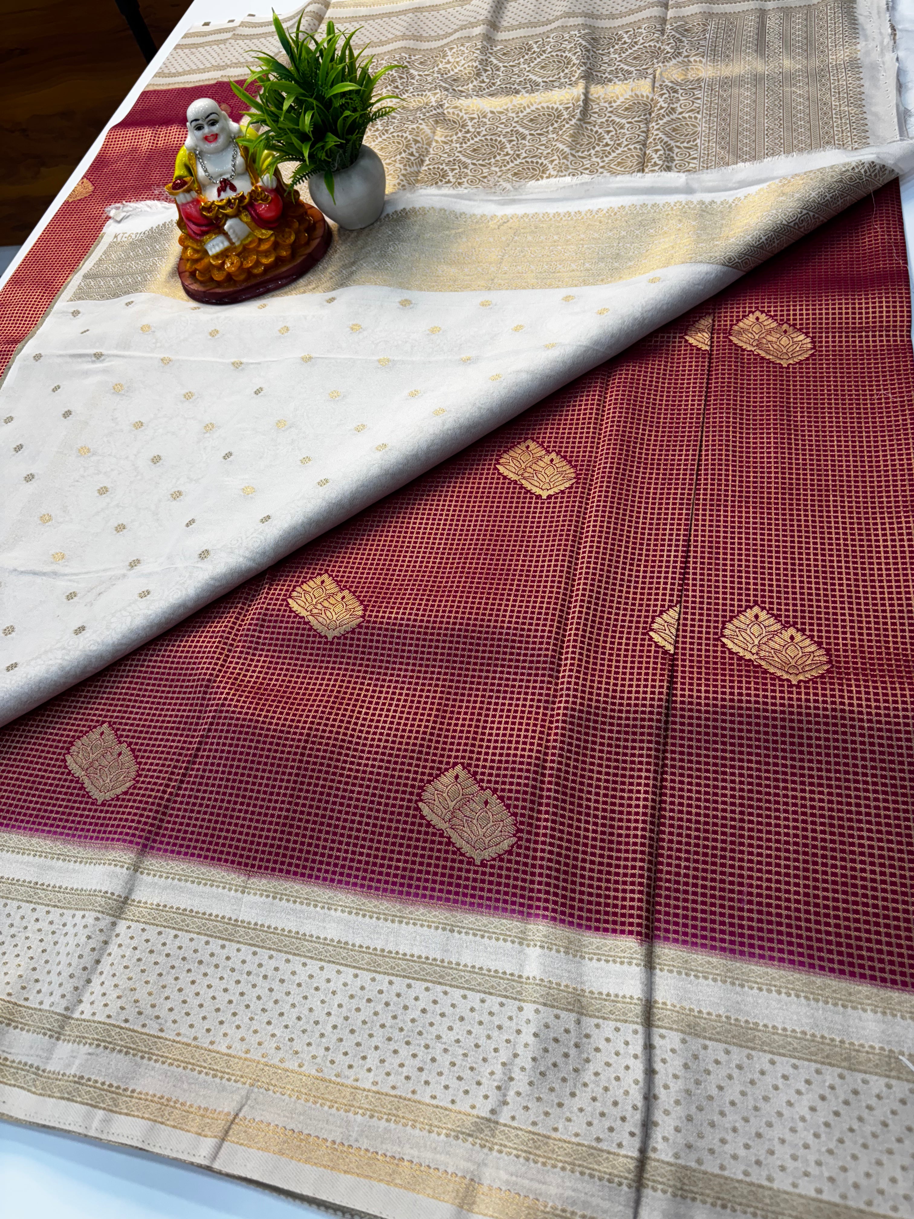 Premium Georgette Saree with Check Pattern, Rich Pallu & Butta Blouse – Padmavathi Silks and Sarees