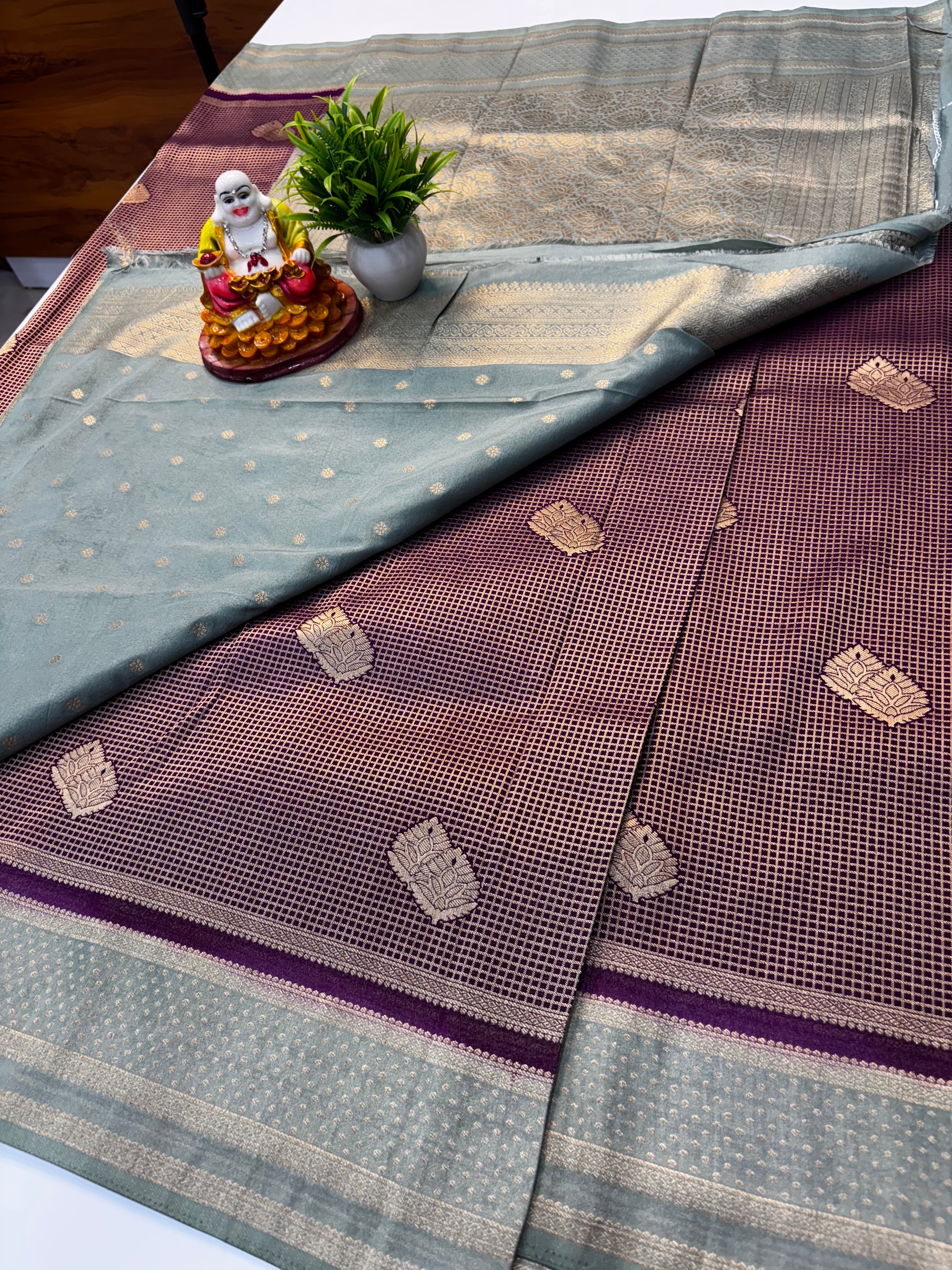 Premium Georgette Saree with Check Pattern, Rich Pallu & Butta Blouse – Padmavathi Silks and Sarees