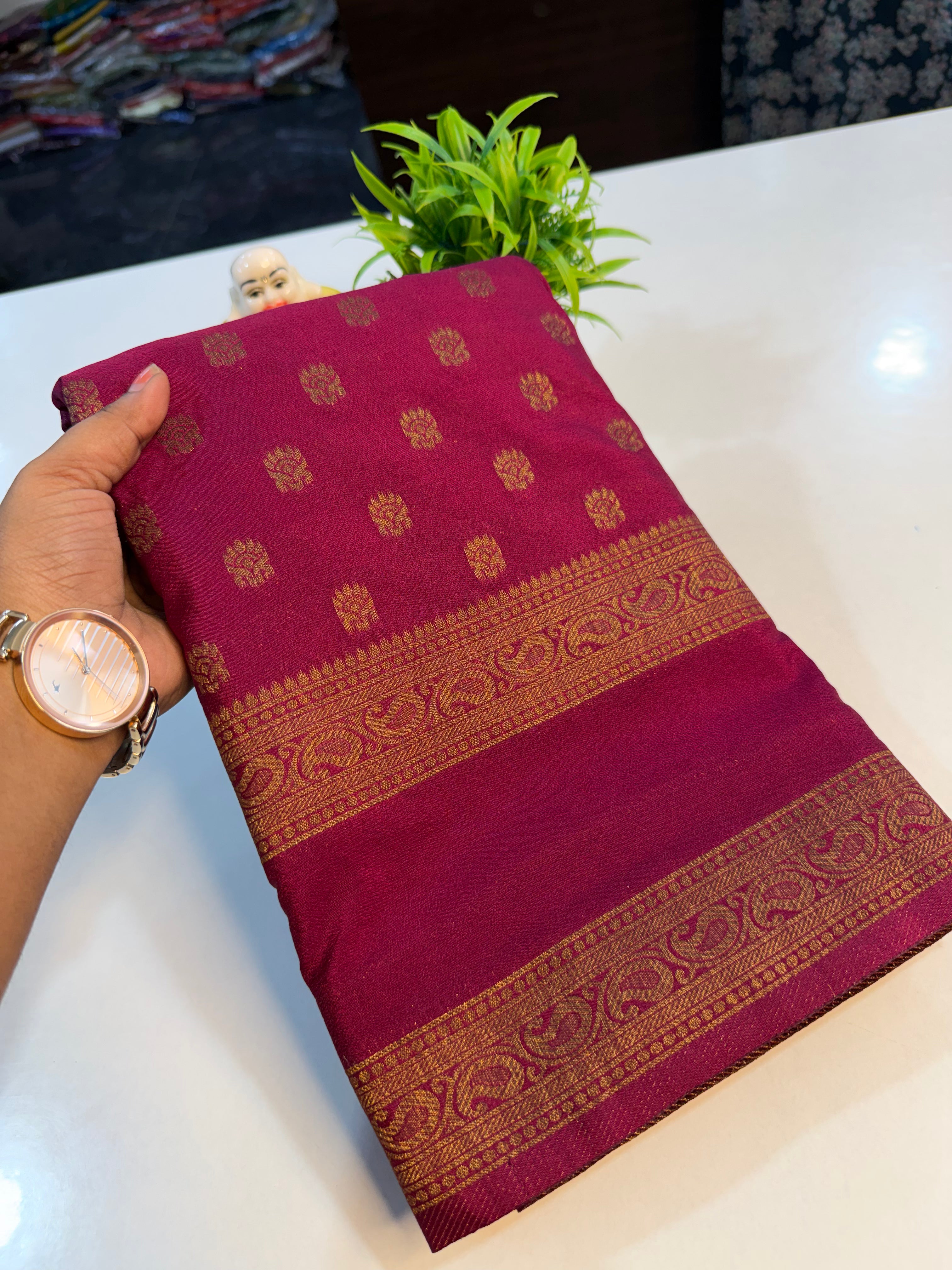 Premium Coco Zari Georgette Saree with Rich Pallu and butta blouse…