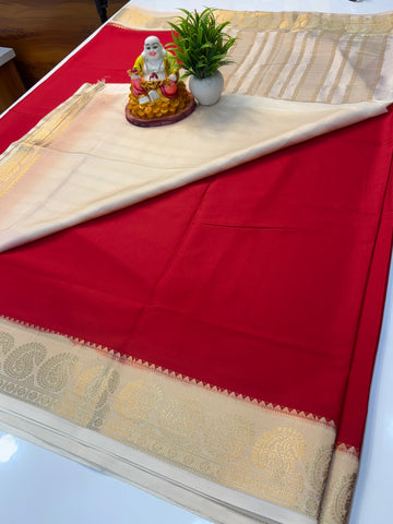 Mysore Crepe Silk Saree with Elegant Mango Border