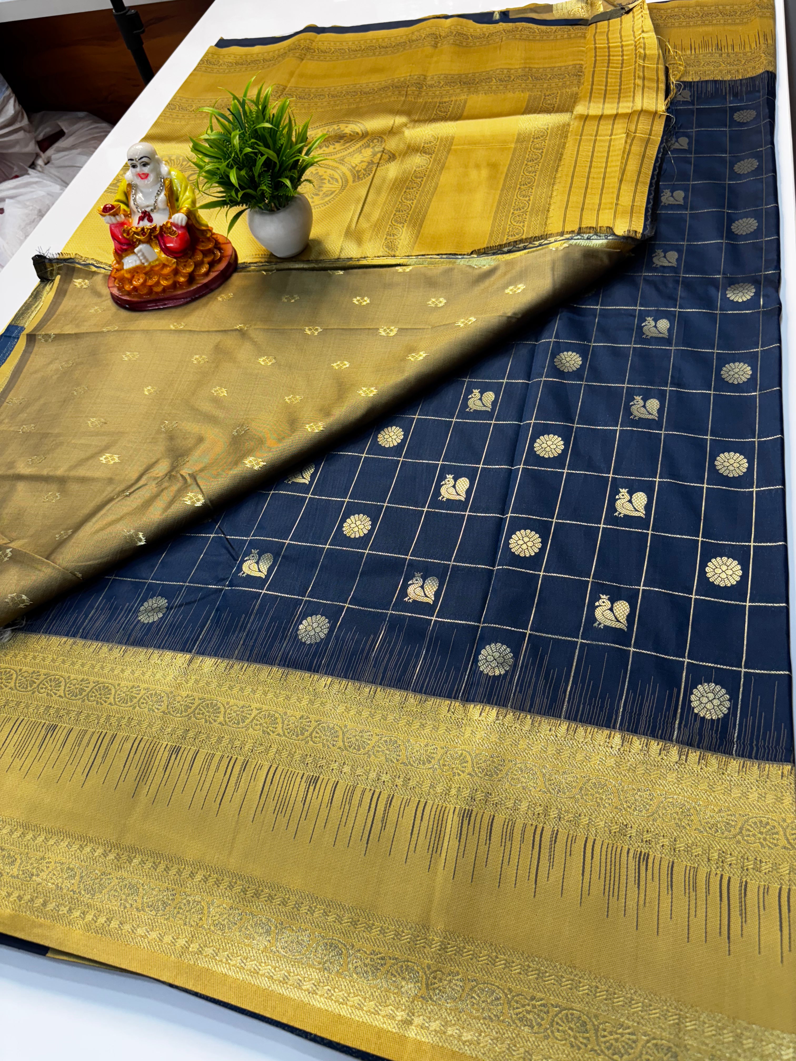 Premium Semi Silk Saree with Rich Pallu & Butta Blouse