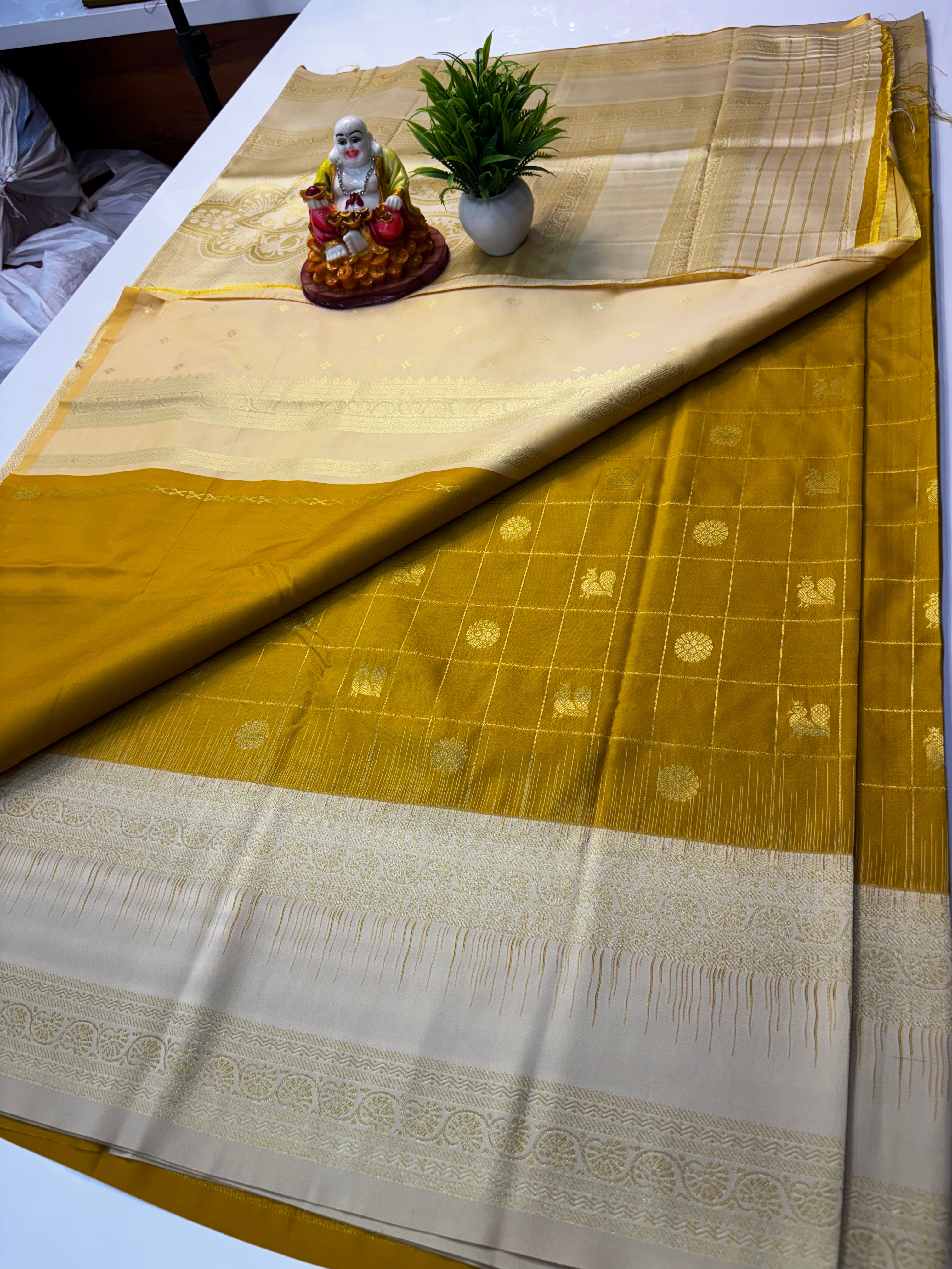 Premium Semi Silk Saree with Rich Pallu & Butta Blouse