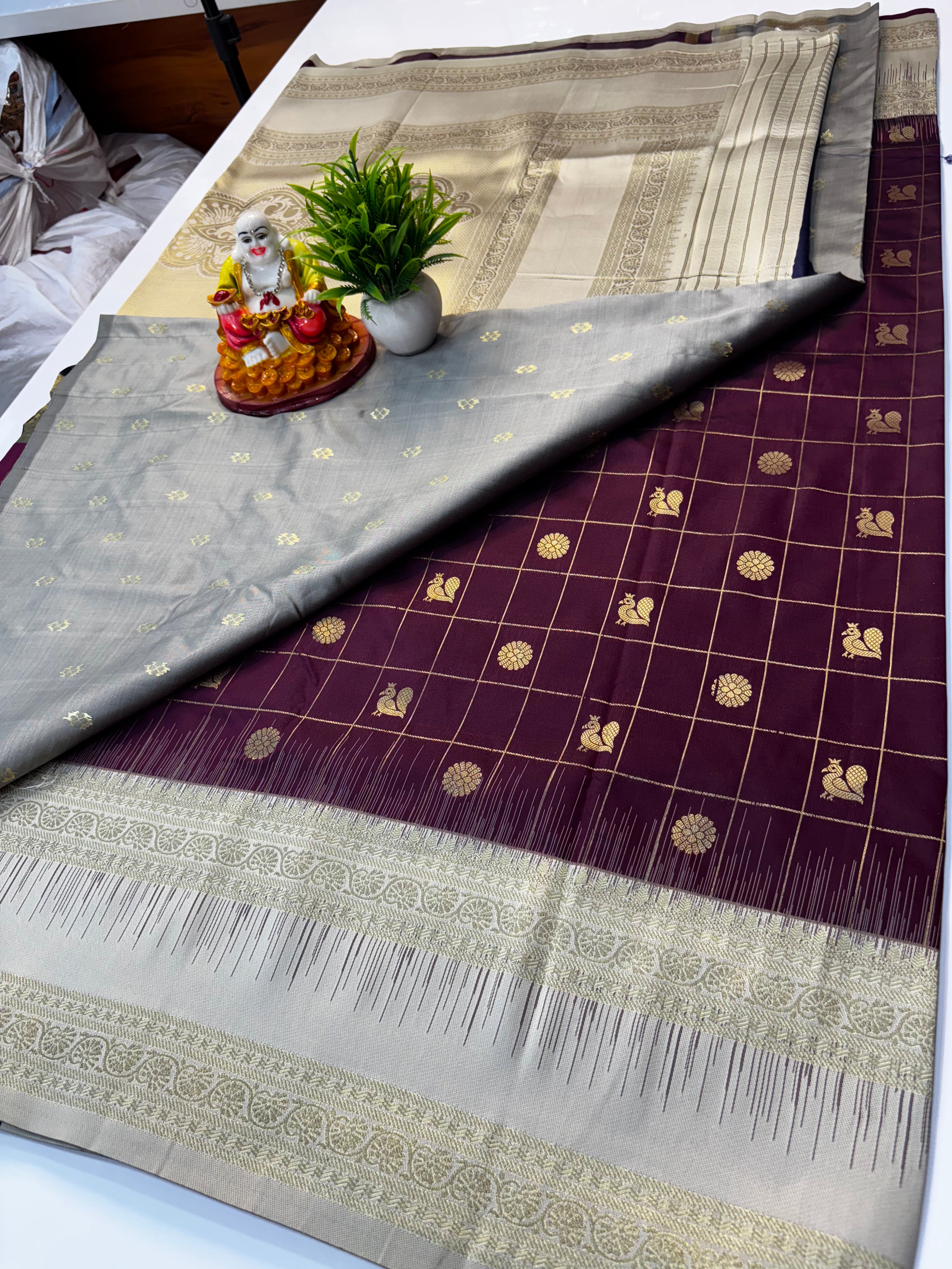 Premium Semi Silk Saree with Rich Pallu & Butta Blouse