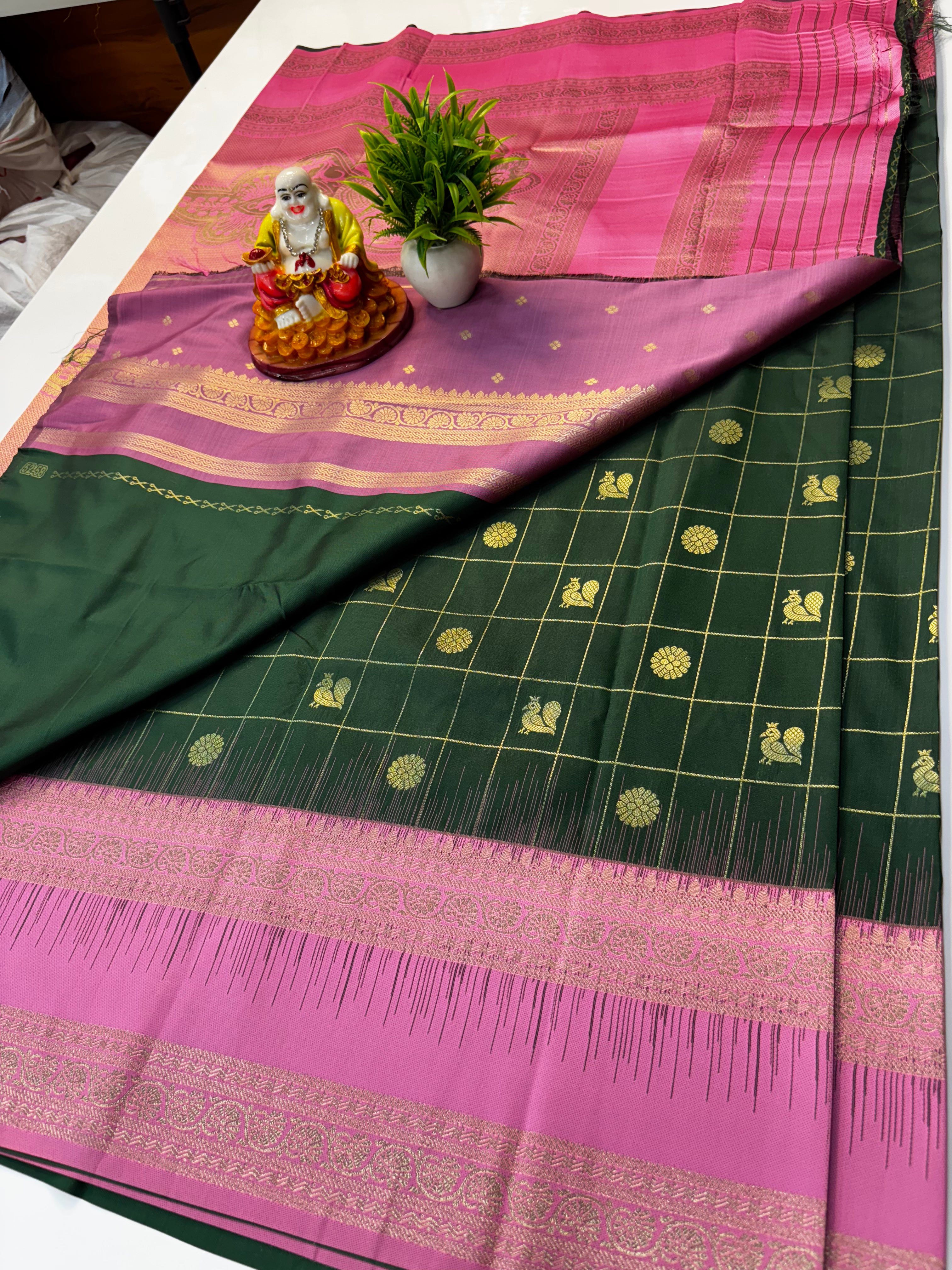 Premium Semi Silk Saree with Rich Pallu & Butta Blouse