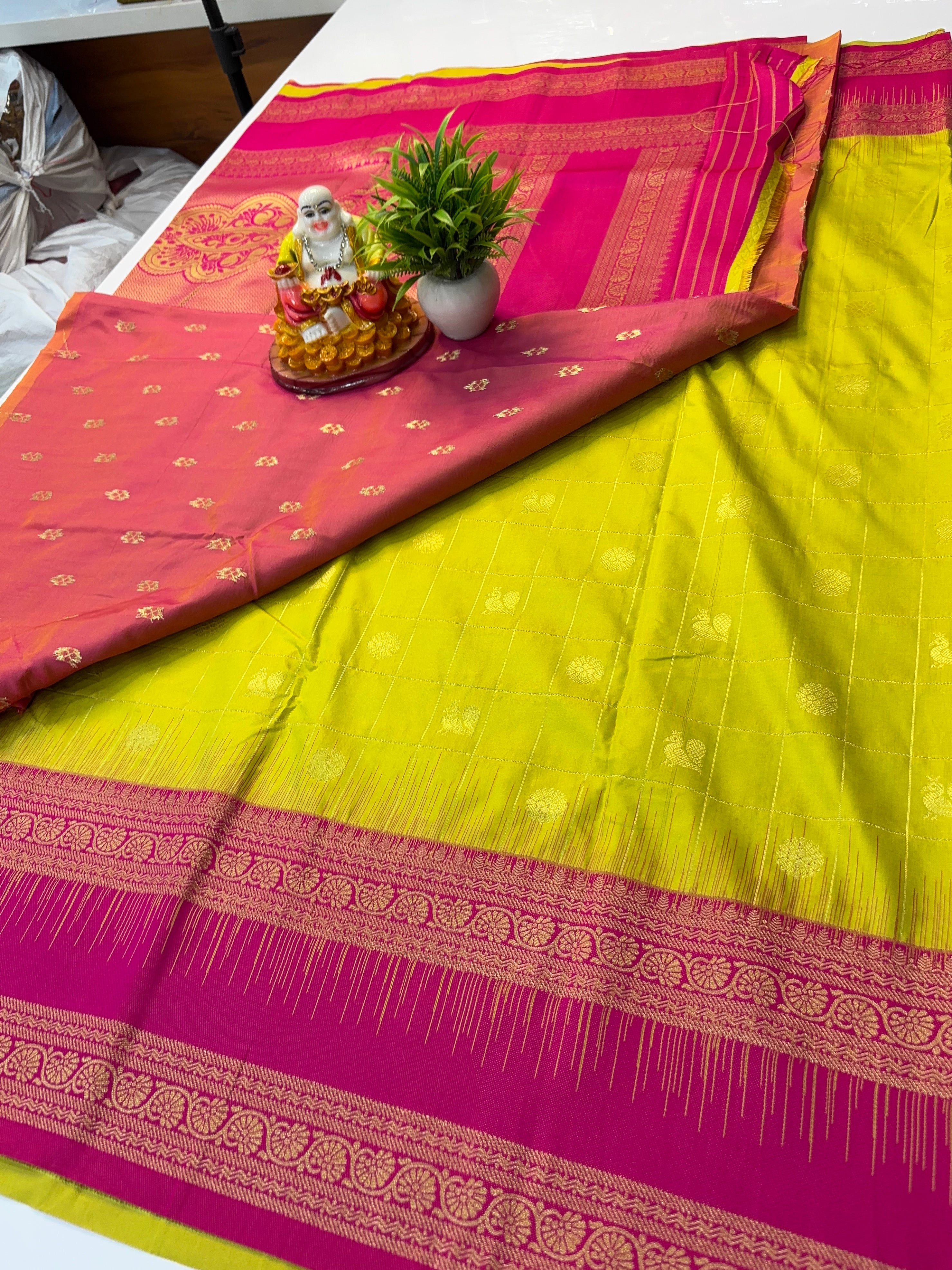 Premium Semi Silk Saree with Rich Pallu & Butta Blouse