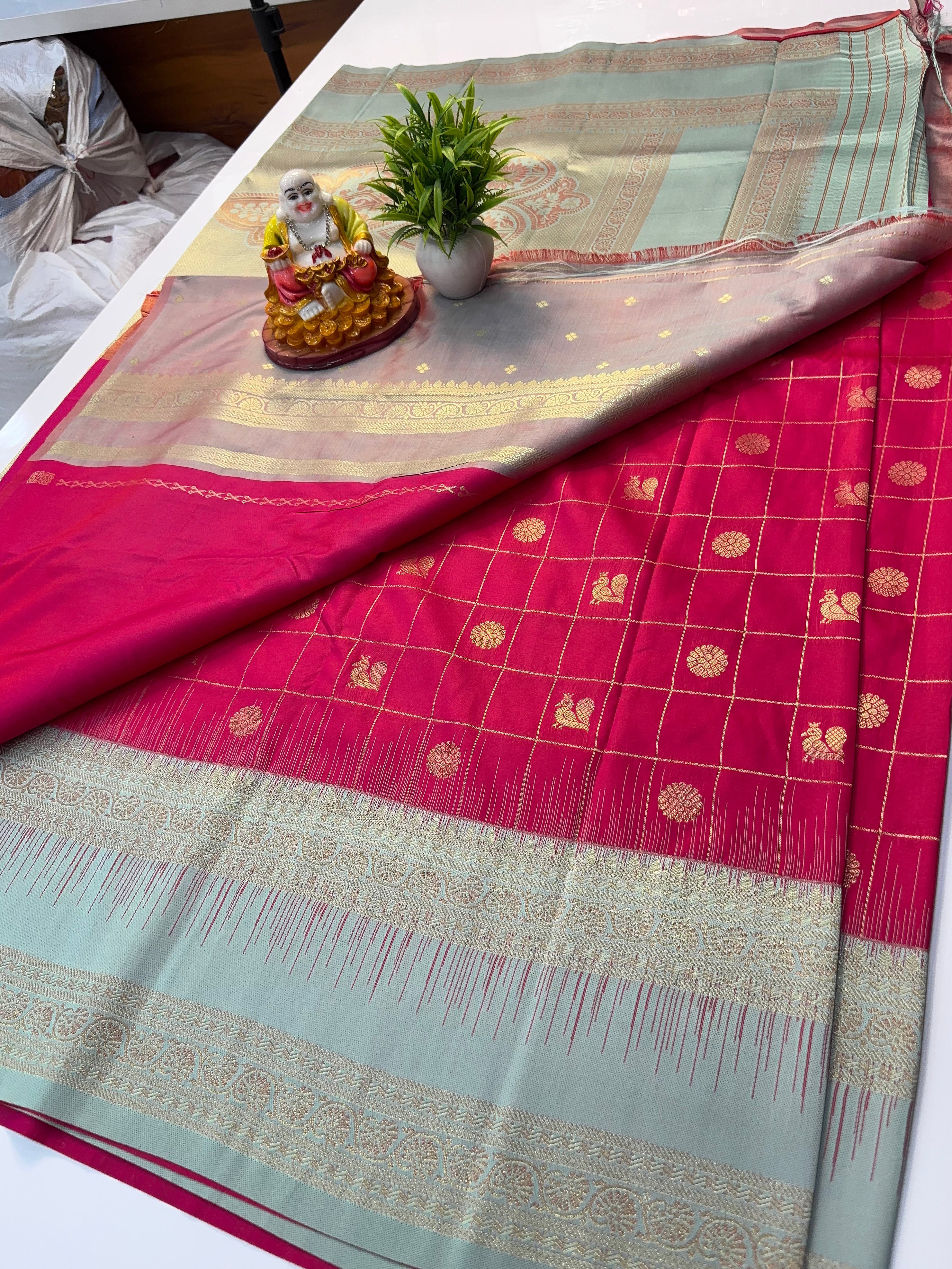 Premium Semi Silk Saree with Rich Pallu & Butta Blouse