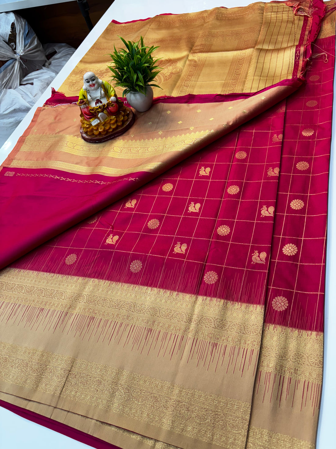 Premium Semi Silk Saree with Rich Pallu & Butta Blouse