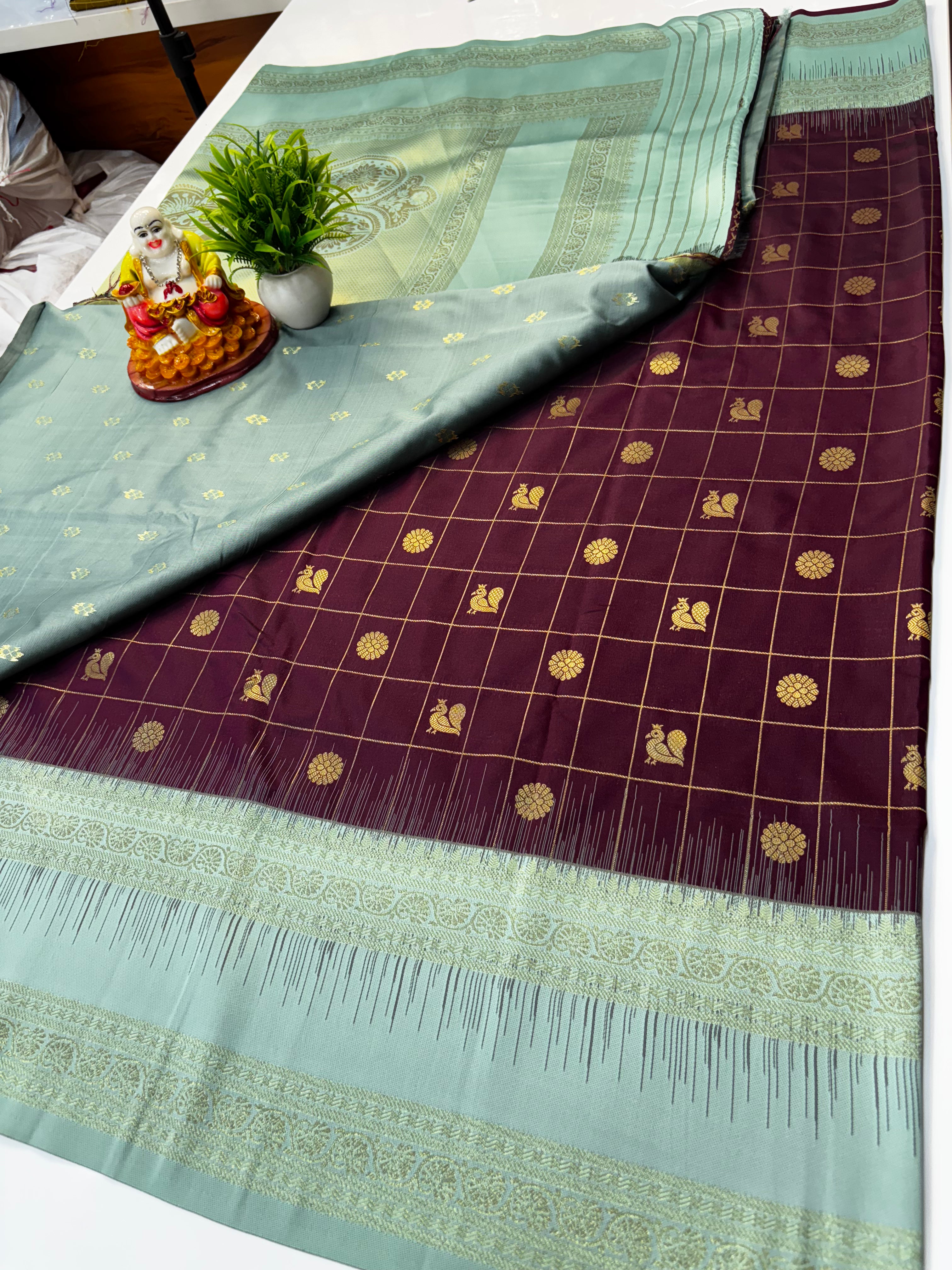 Premium Semi Silk Saree with Rich Pallu & Butta Blouse