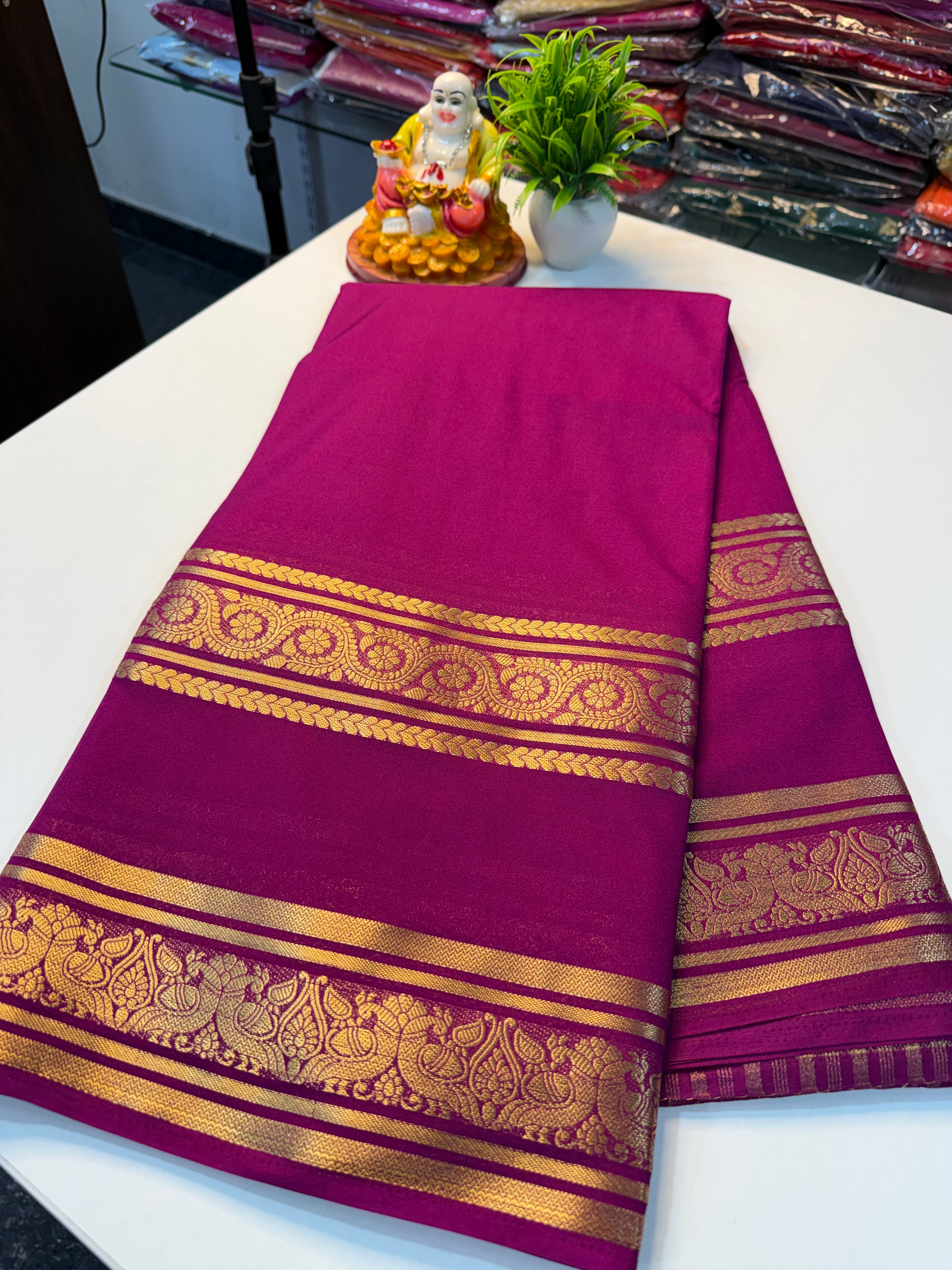 Mysore Crepe Silk Saree with Elegant Bentex Border…