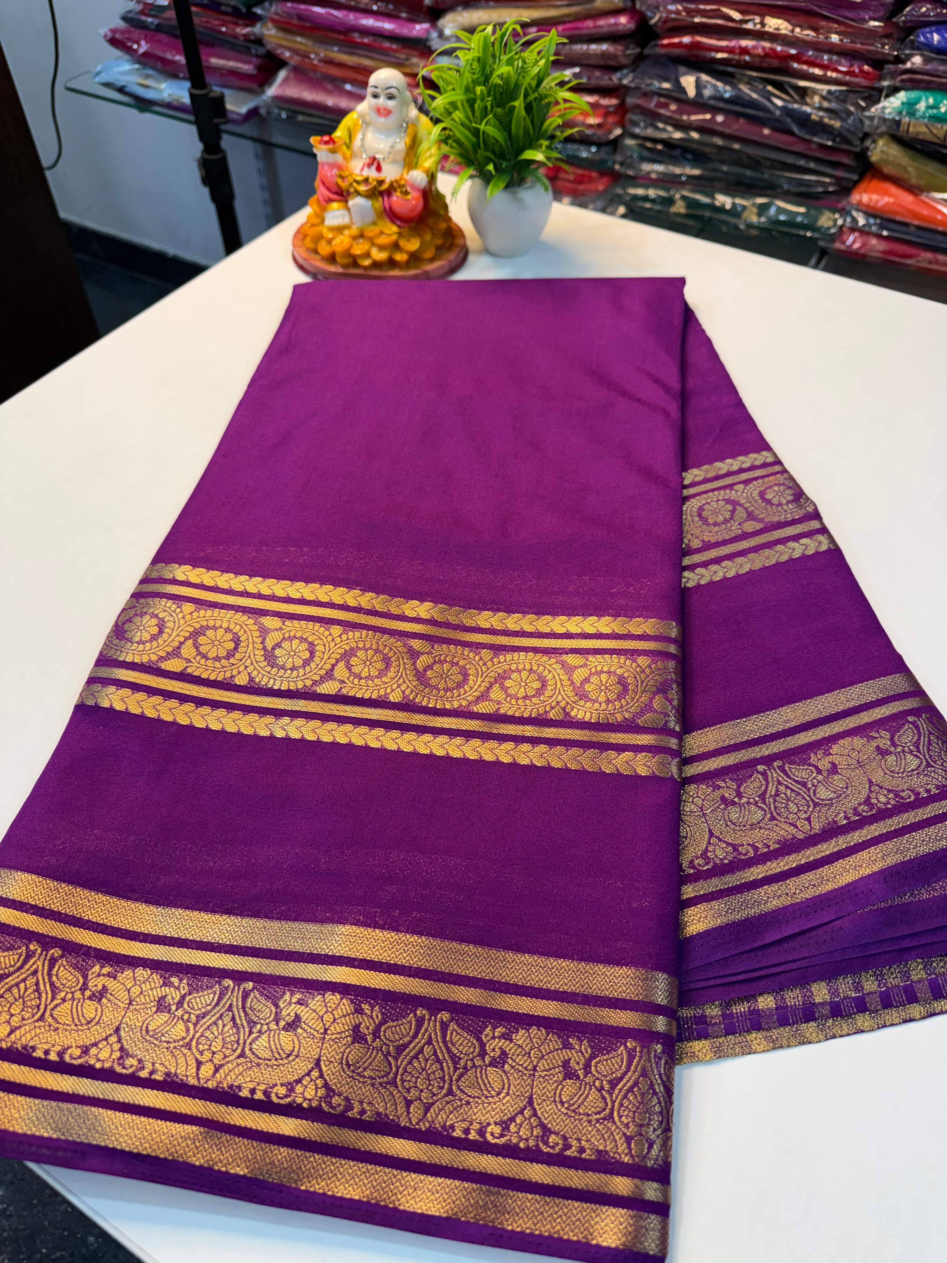 Mysore Crepe Silk Saree with Elegant Bentex Border…
