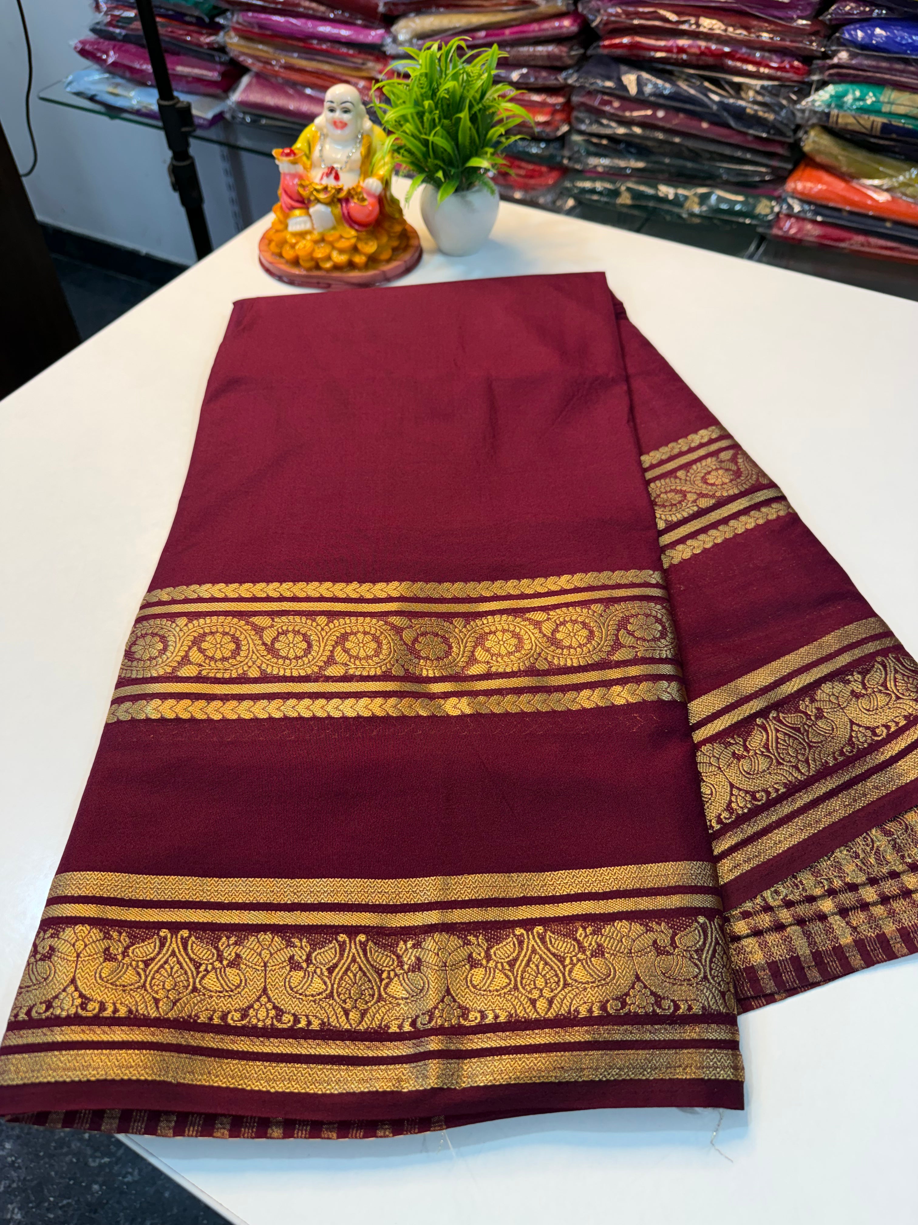 Mysore Crepe Silk Saree with Elegant Bentex Border…