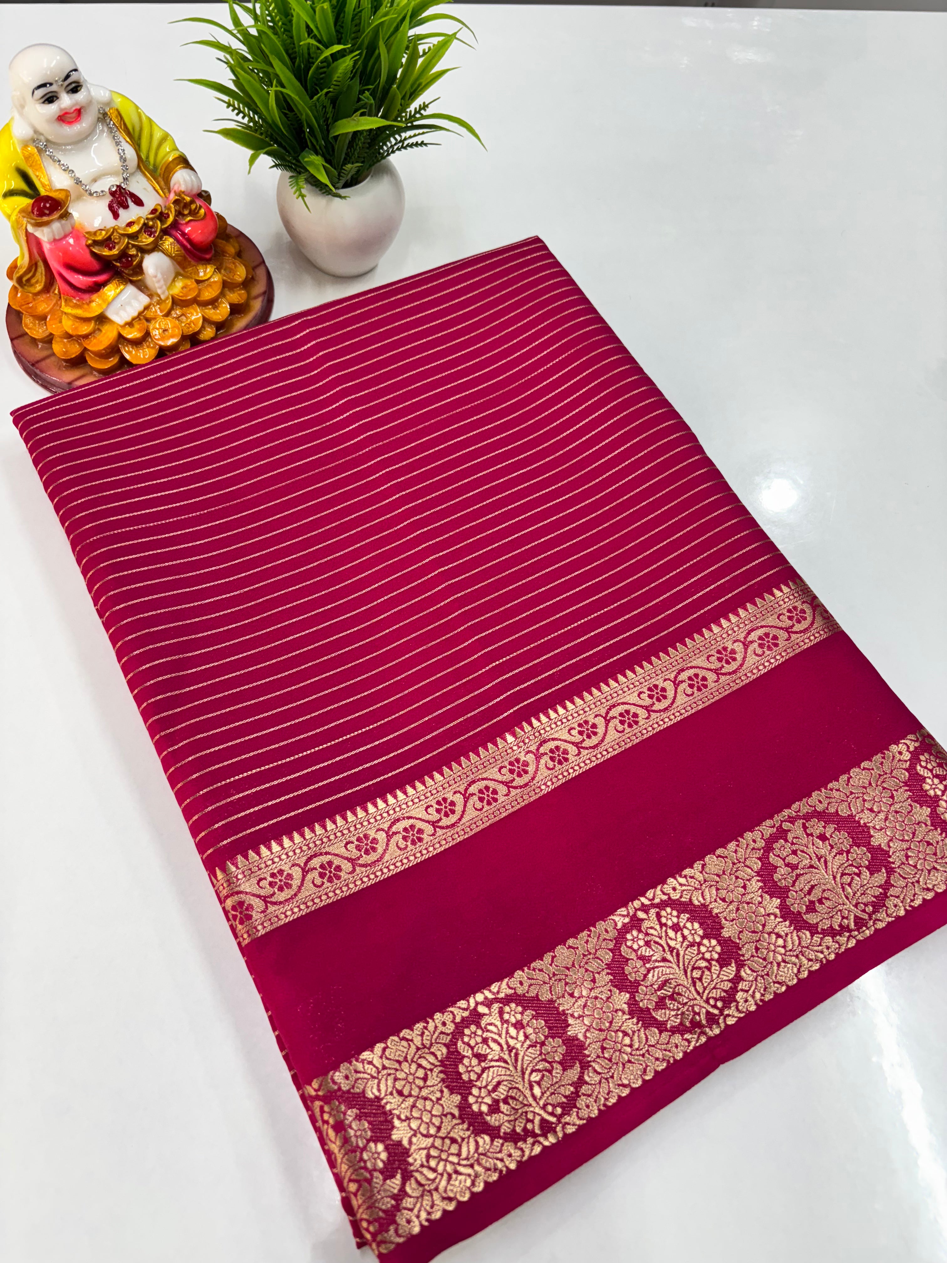 Semi Crepe Striped Saree — Padmavathi Silks & Sarees