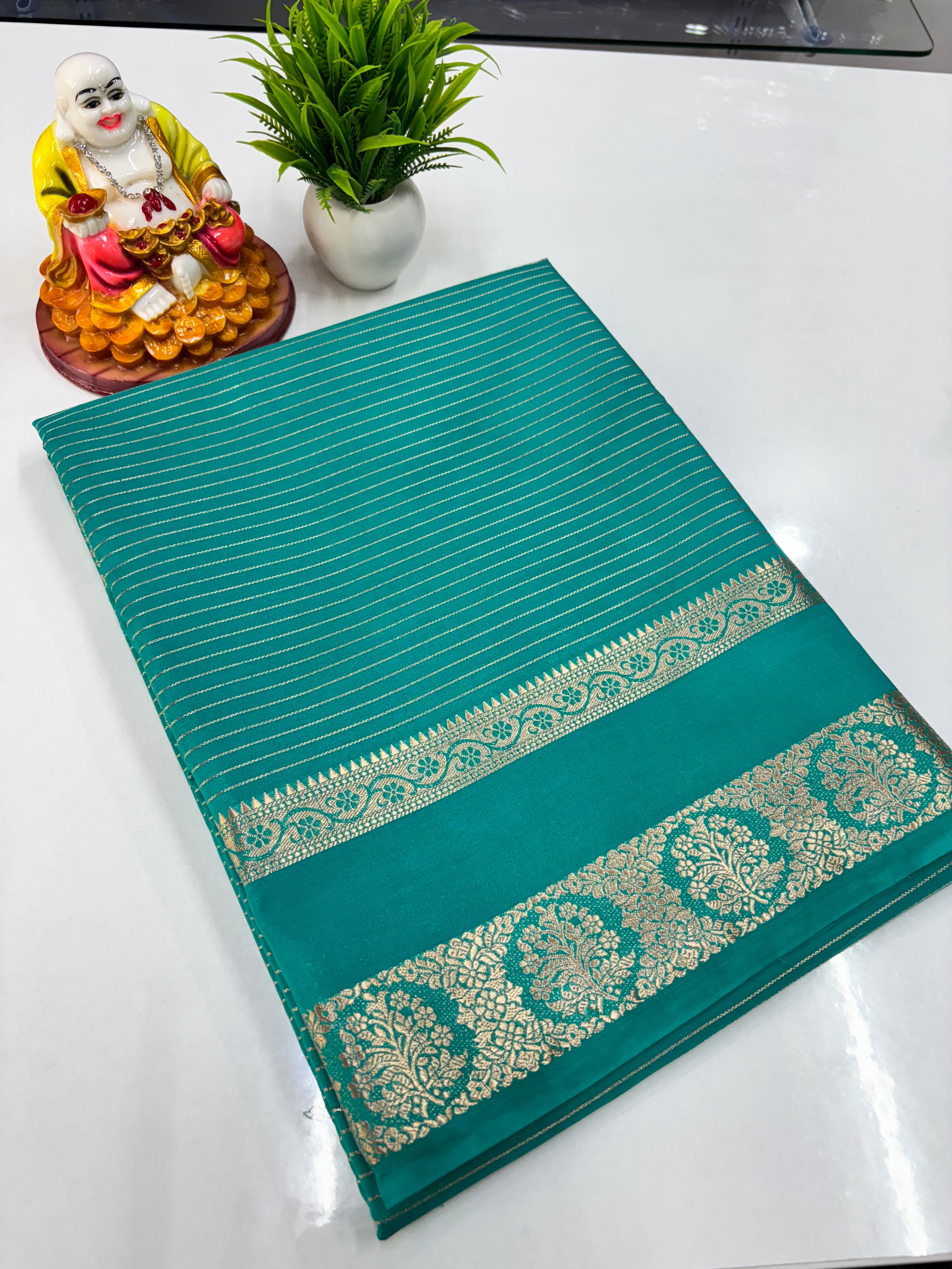 Semi Crepe Striped Saree — Padmavathi Silks & Sarees