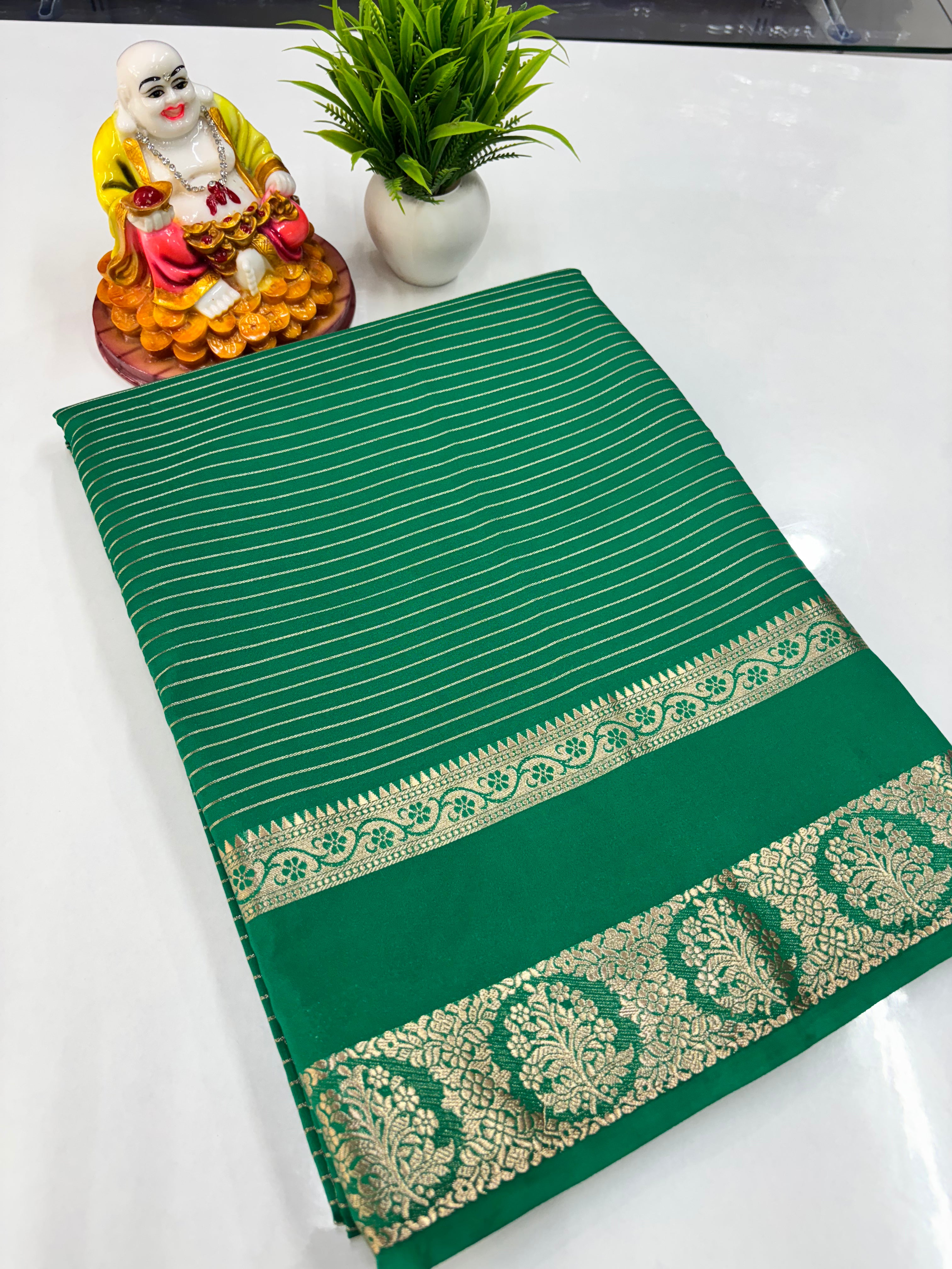 Semi Crepe Striped Saree — Padmavathi Silks & Sarees