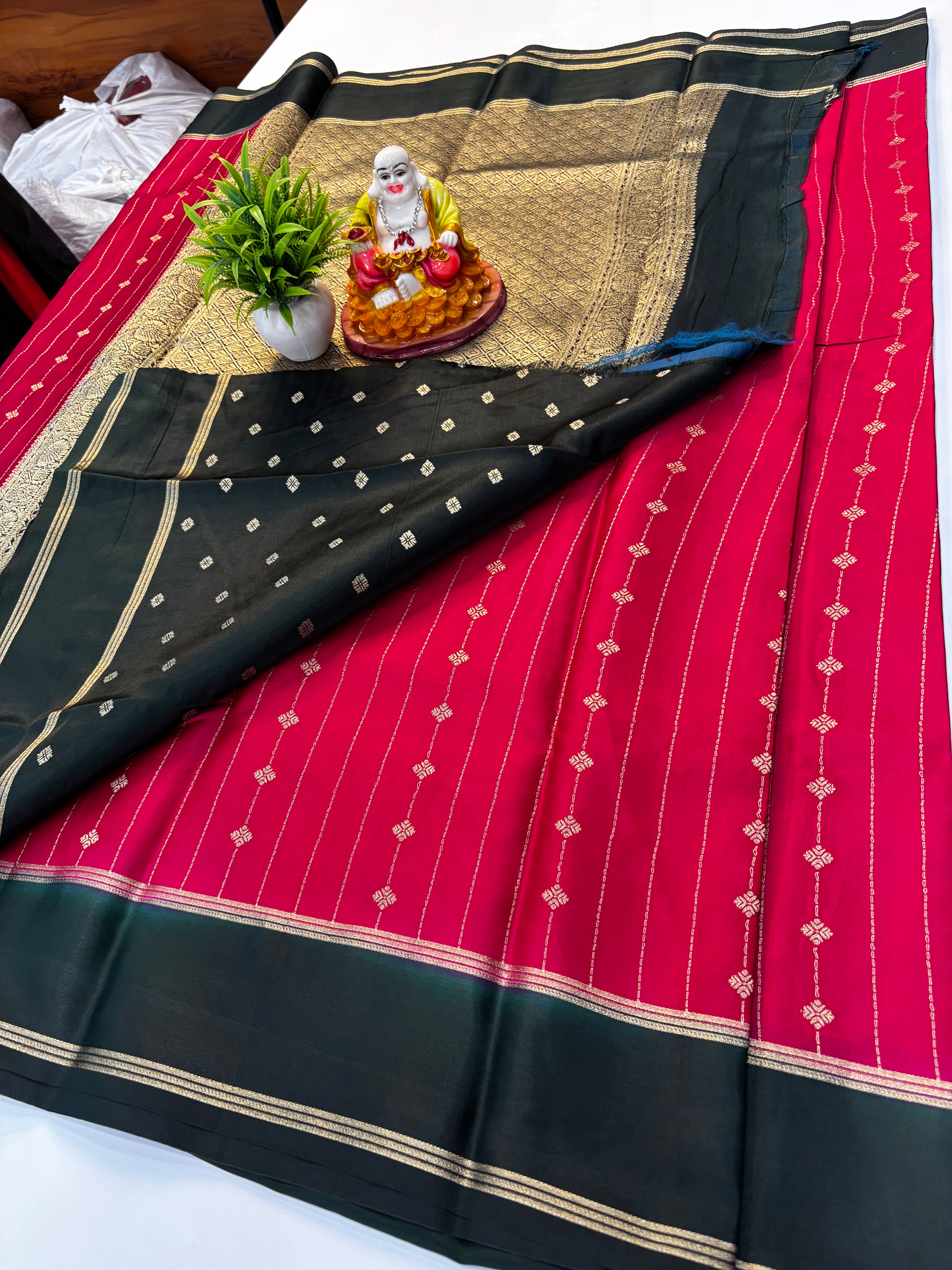 Mysore Crepe Silk Saree with Buttas & Rich Pallu