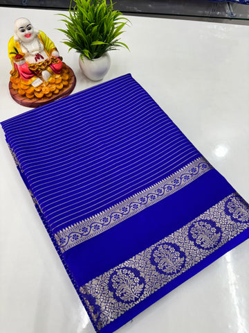 Semi Crepe Striped Saree — Padmavathi Silks & Sarees