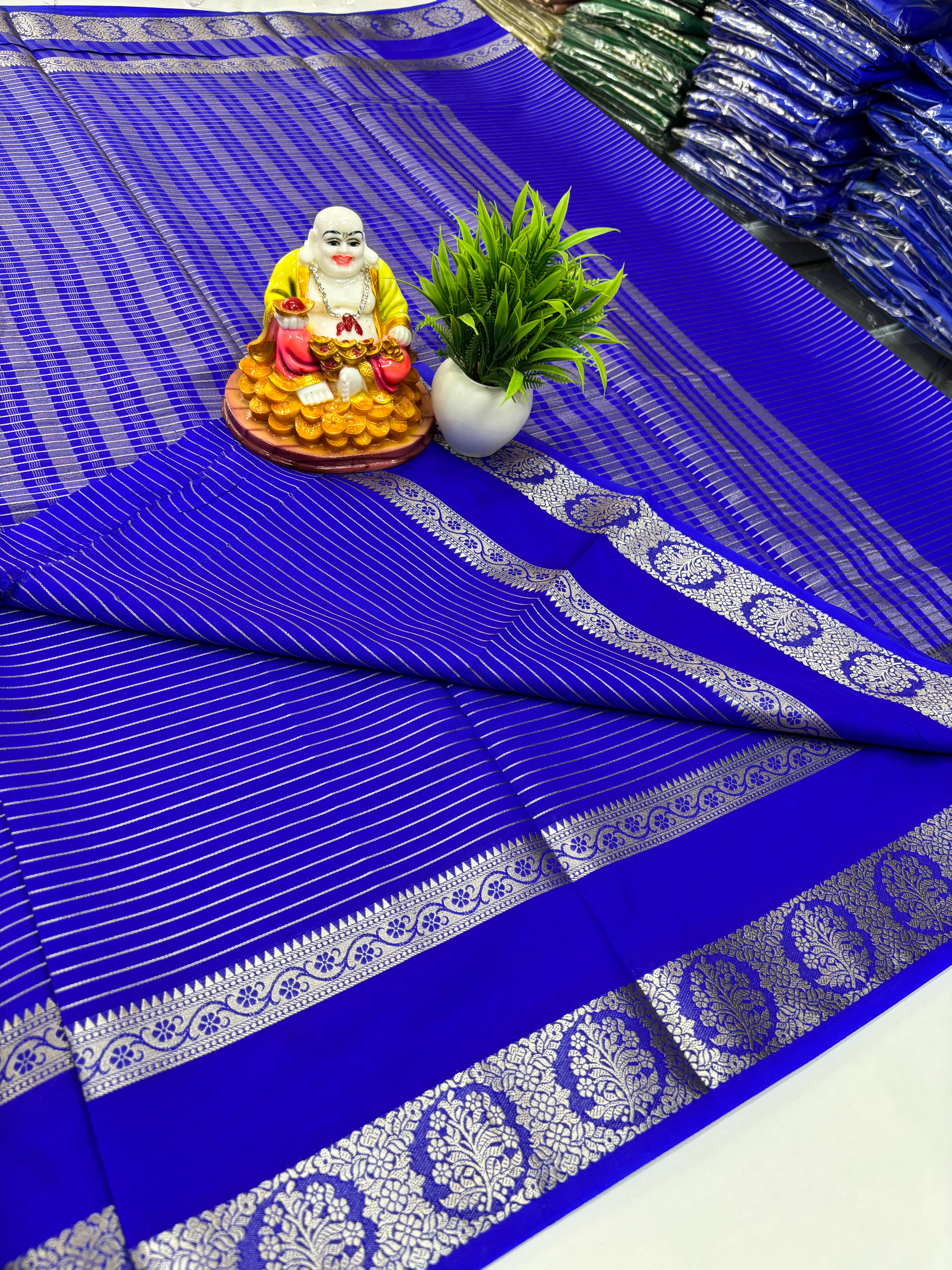Semi Crepe Striped Saree — Padmavathi Silks & Sarees