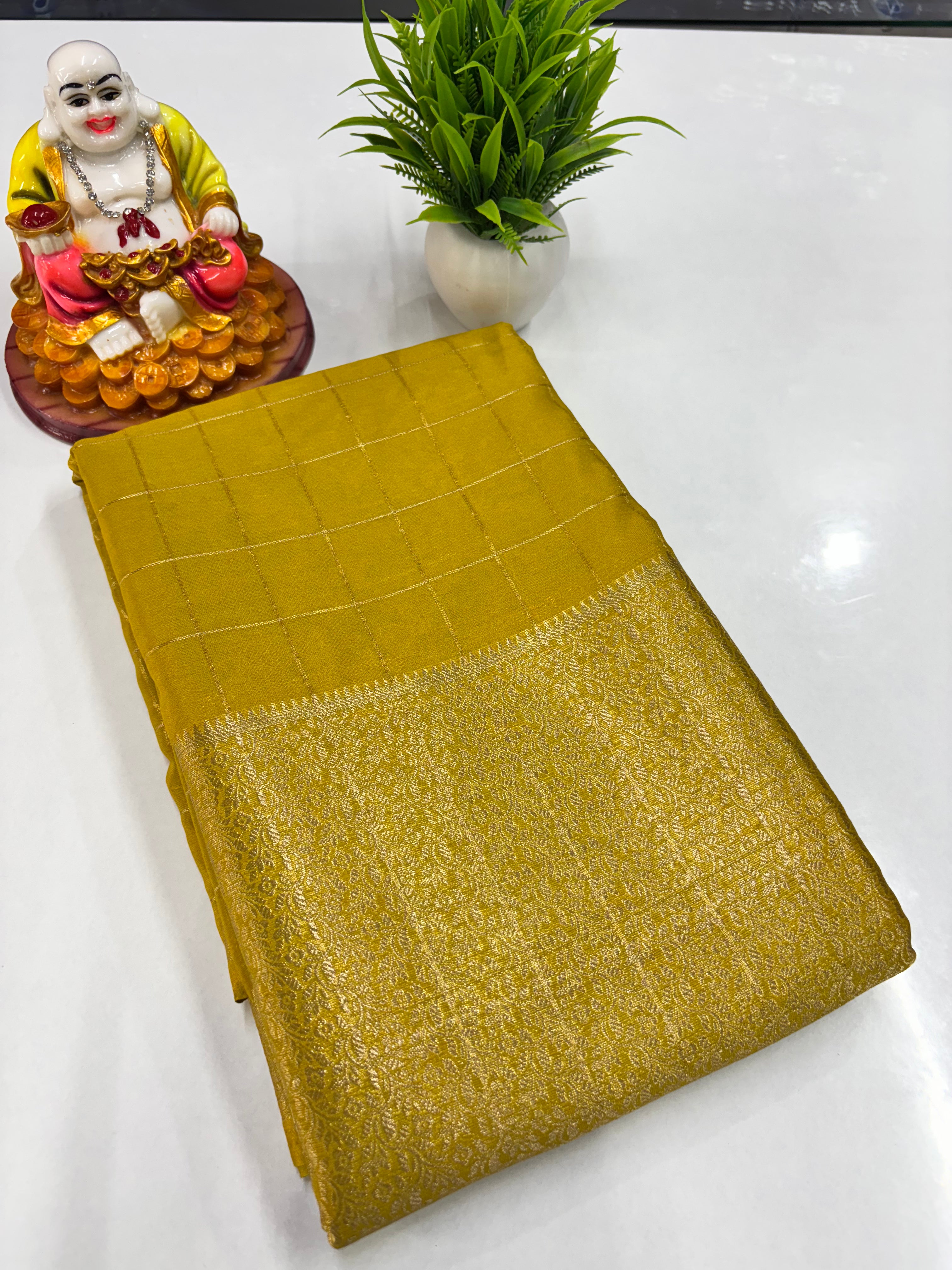 Stylish Chiffon Checks Saree