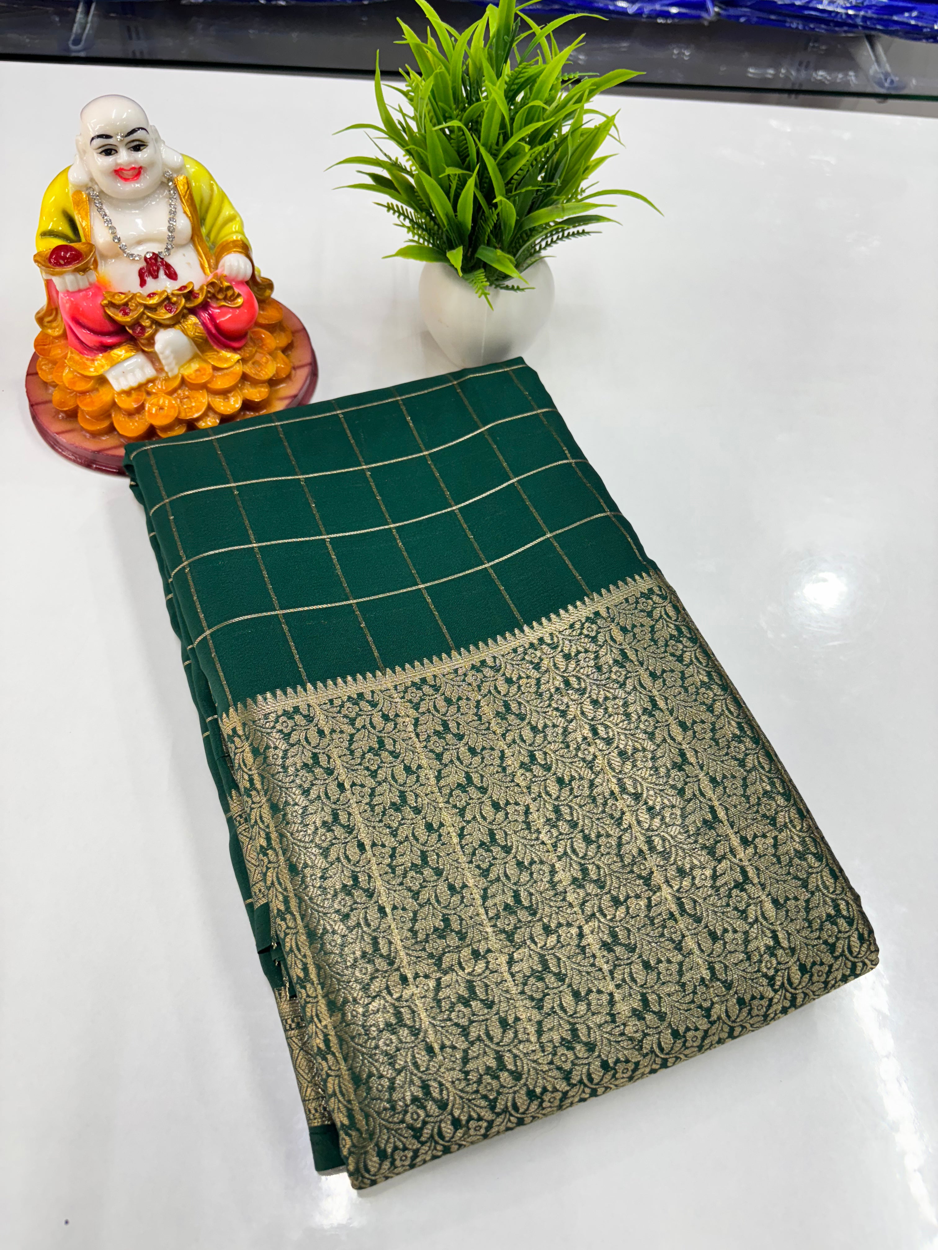 Stylish Chiffon Checks Saree