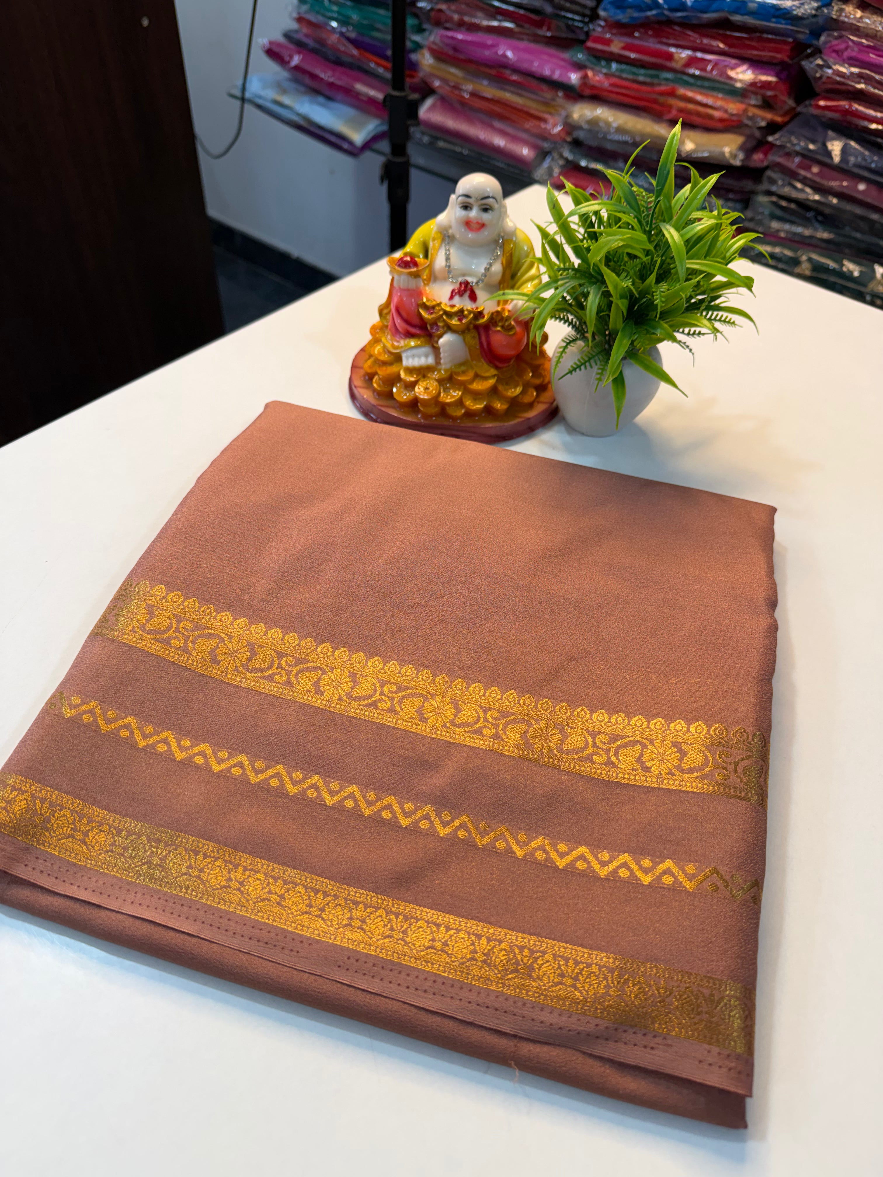 Mysore Crepe Silk Saree with Beautiful Border..