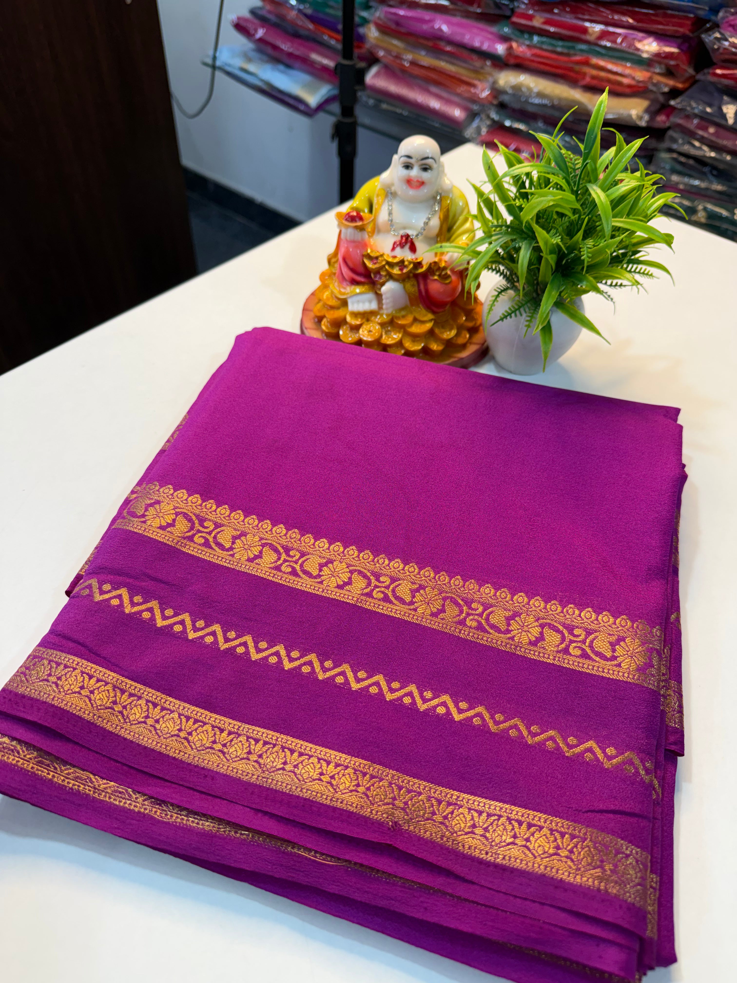 Mysore Crepe Silk Saree with Beautiful Border..