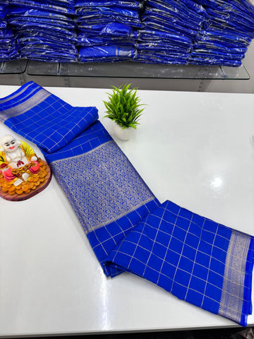 Stylish Chiffon Checks Saree