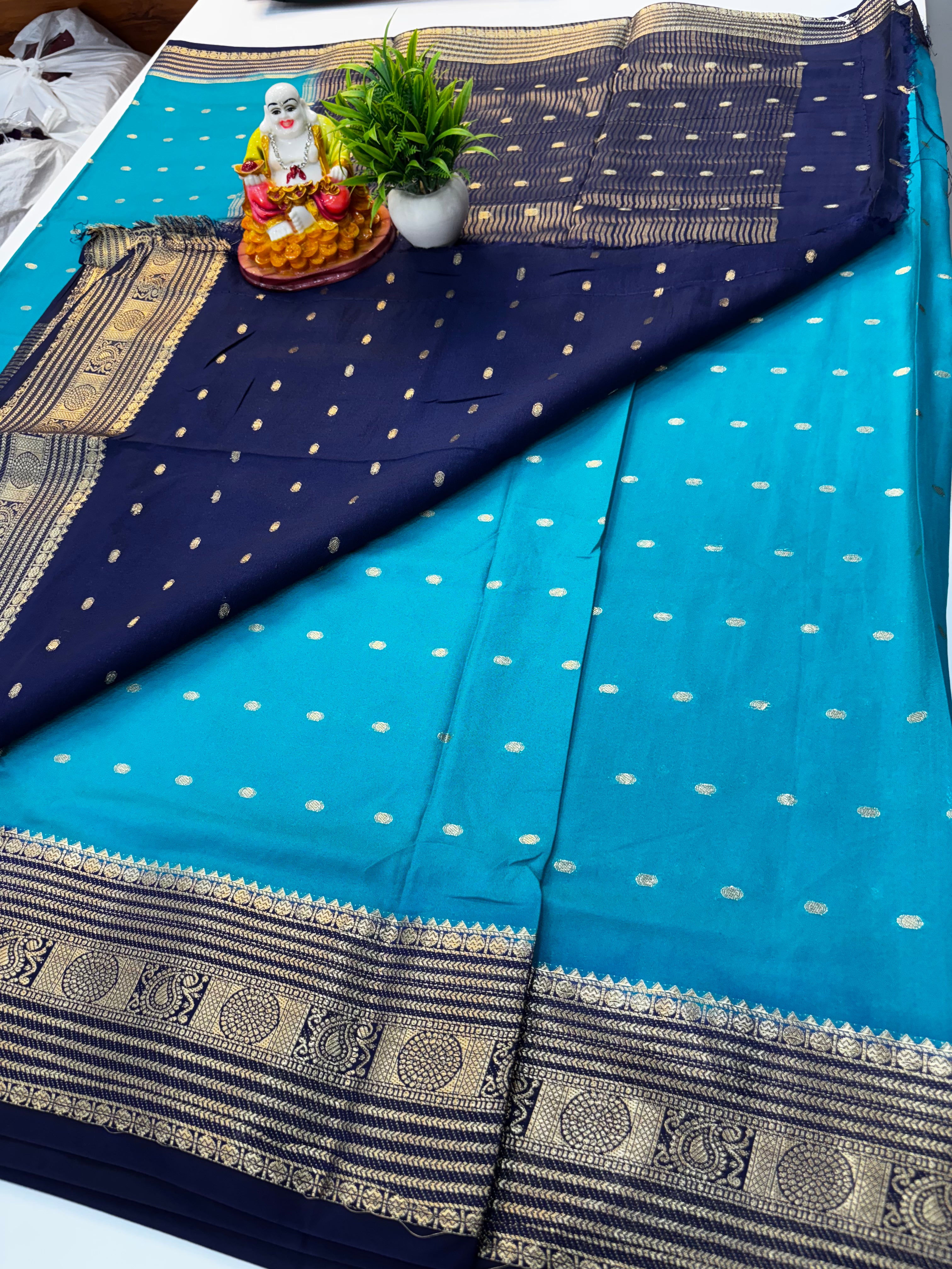 Mysore Crepe Silk Saree with Buttas & Rich Pallu