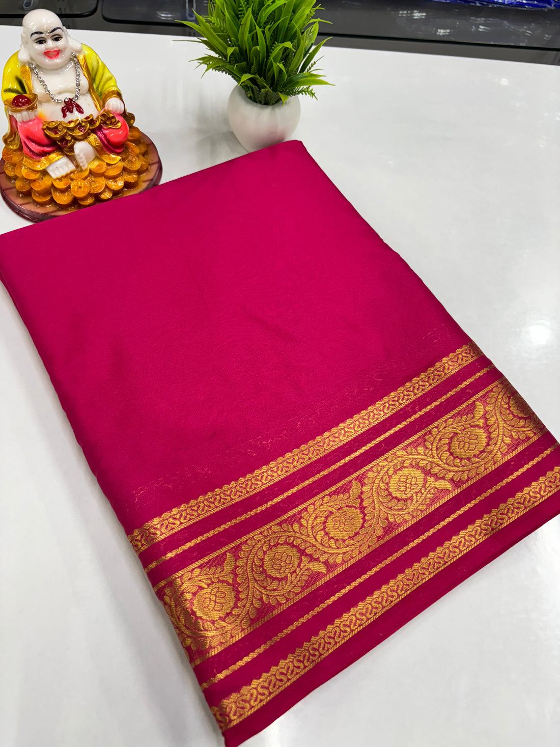 Semi Crepe Self-Color Saree with Beautiful Design