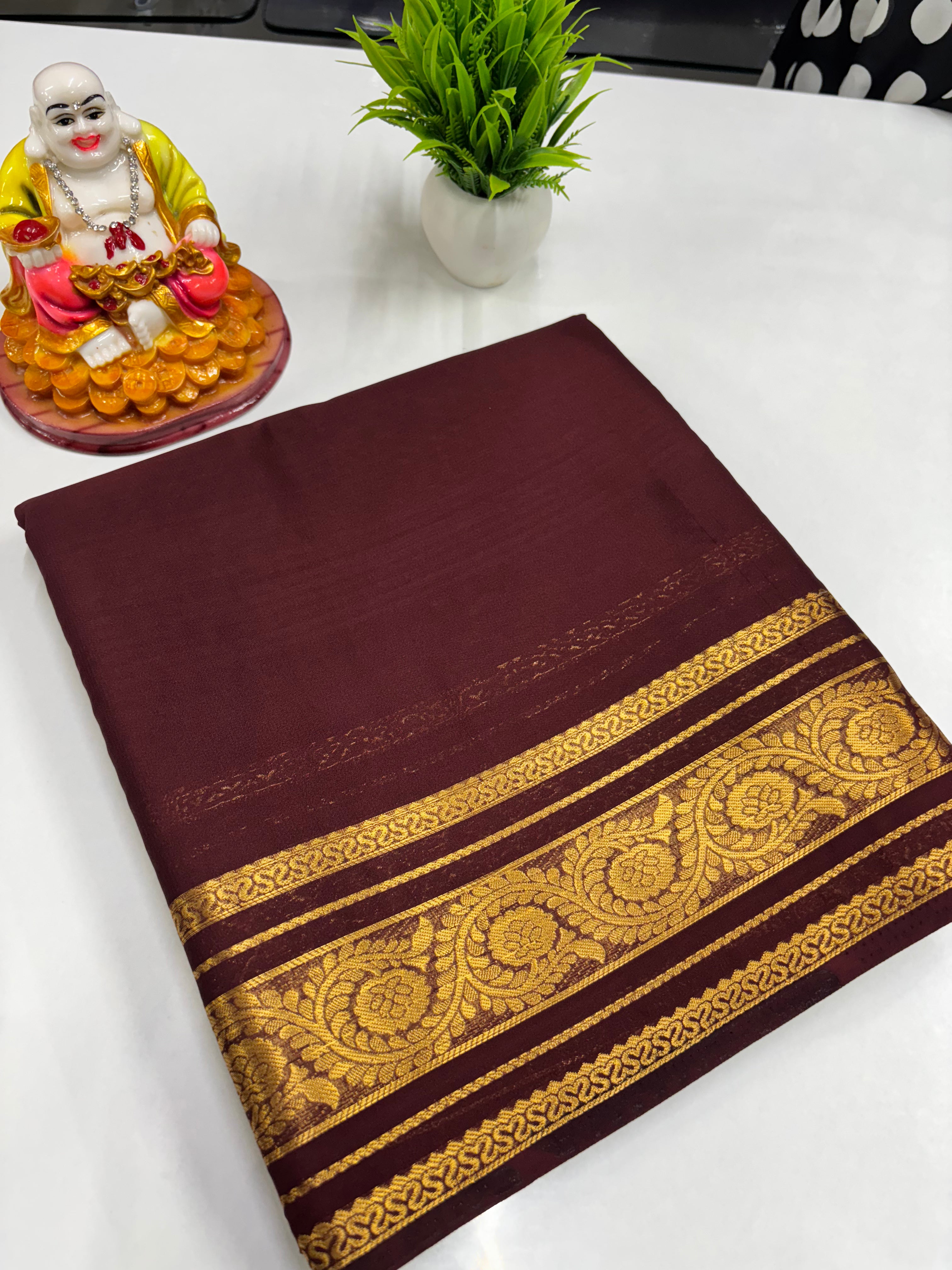 Semi Crepe Self-Color Saree with Beautiful Design