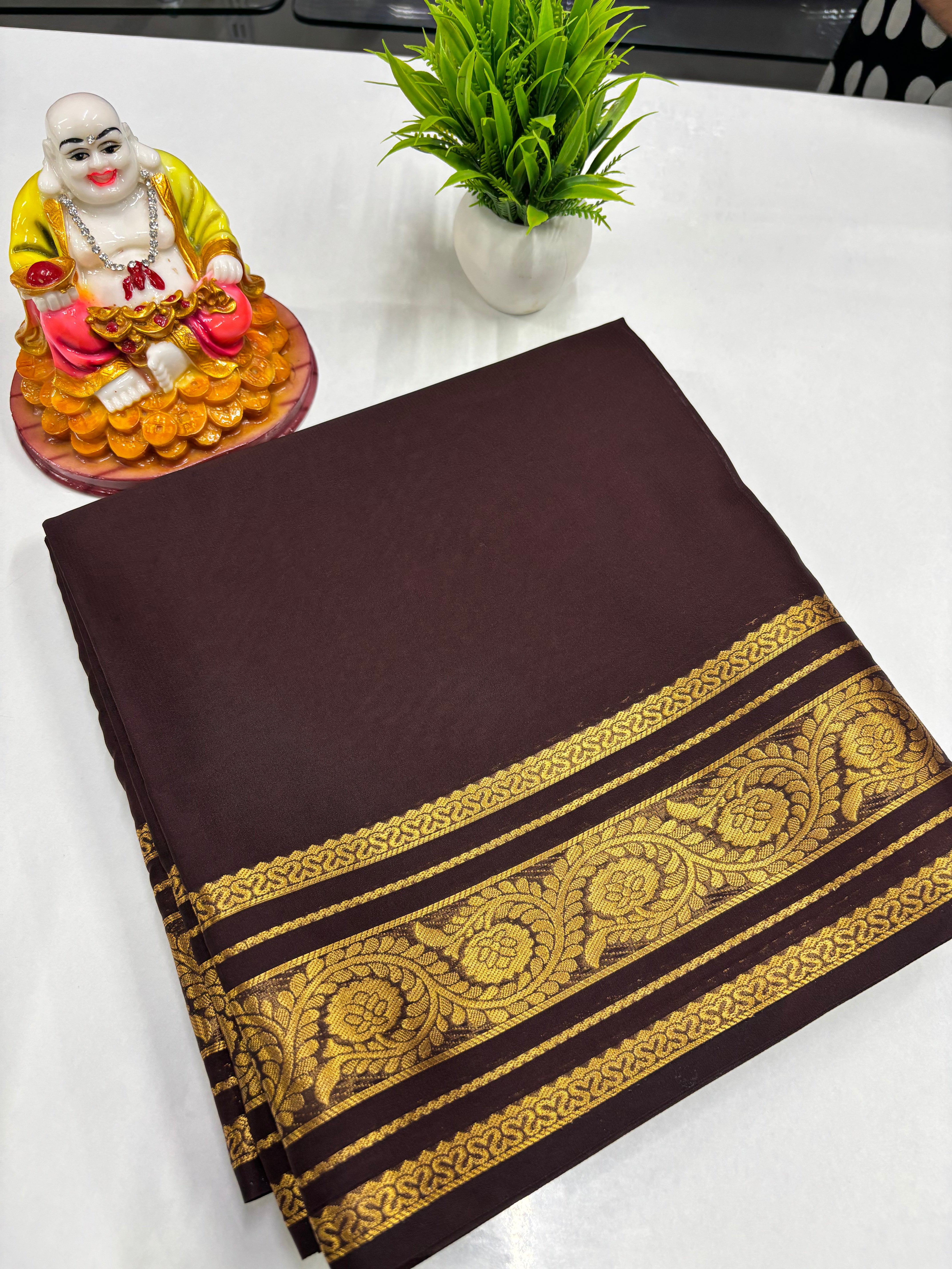 Semi Crepe Self-Color Saree with Beautiful Design