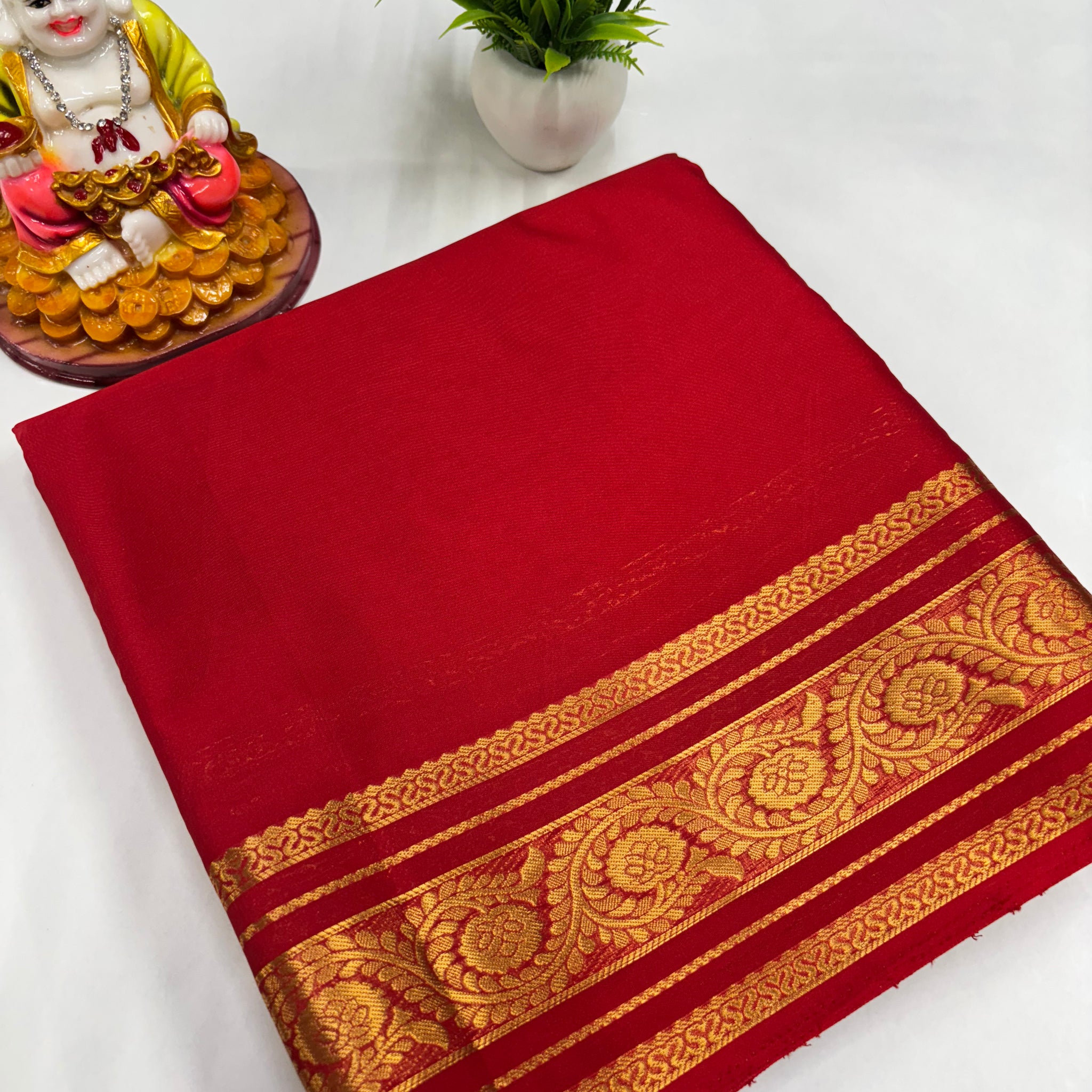 Semi Crepe Self-Color Saree with Beautiful Design