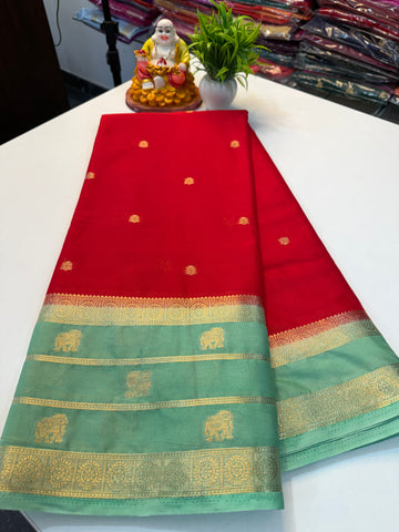 Premium Mysore Crepe Silk Saree with Elephant & Peacock Design…