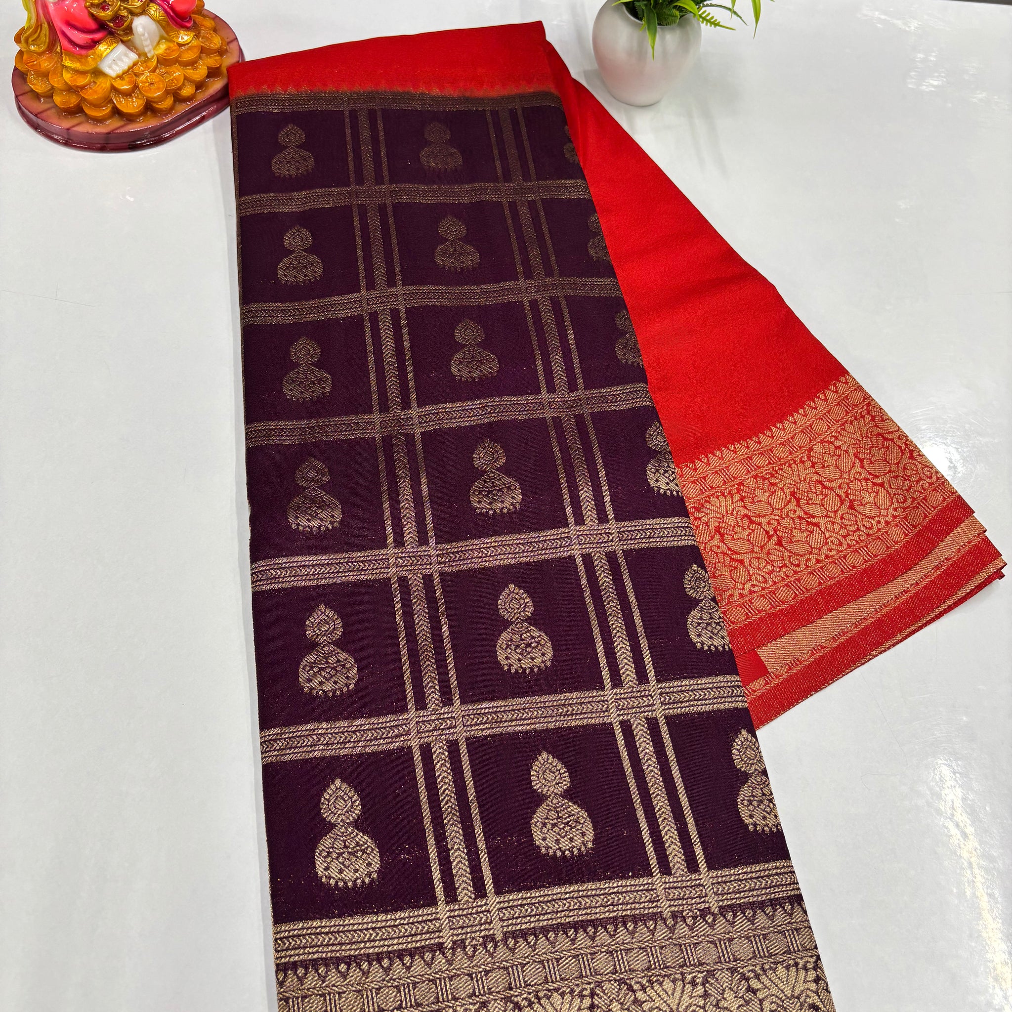 Georgette Saree with Jumka Design