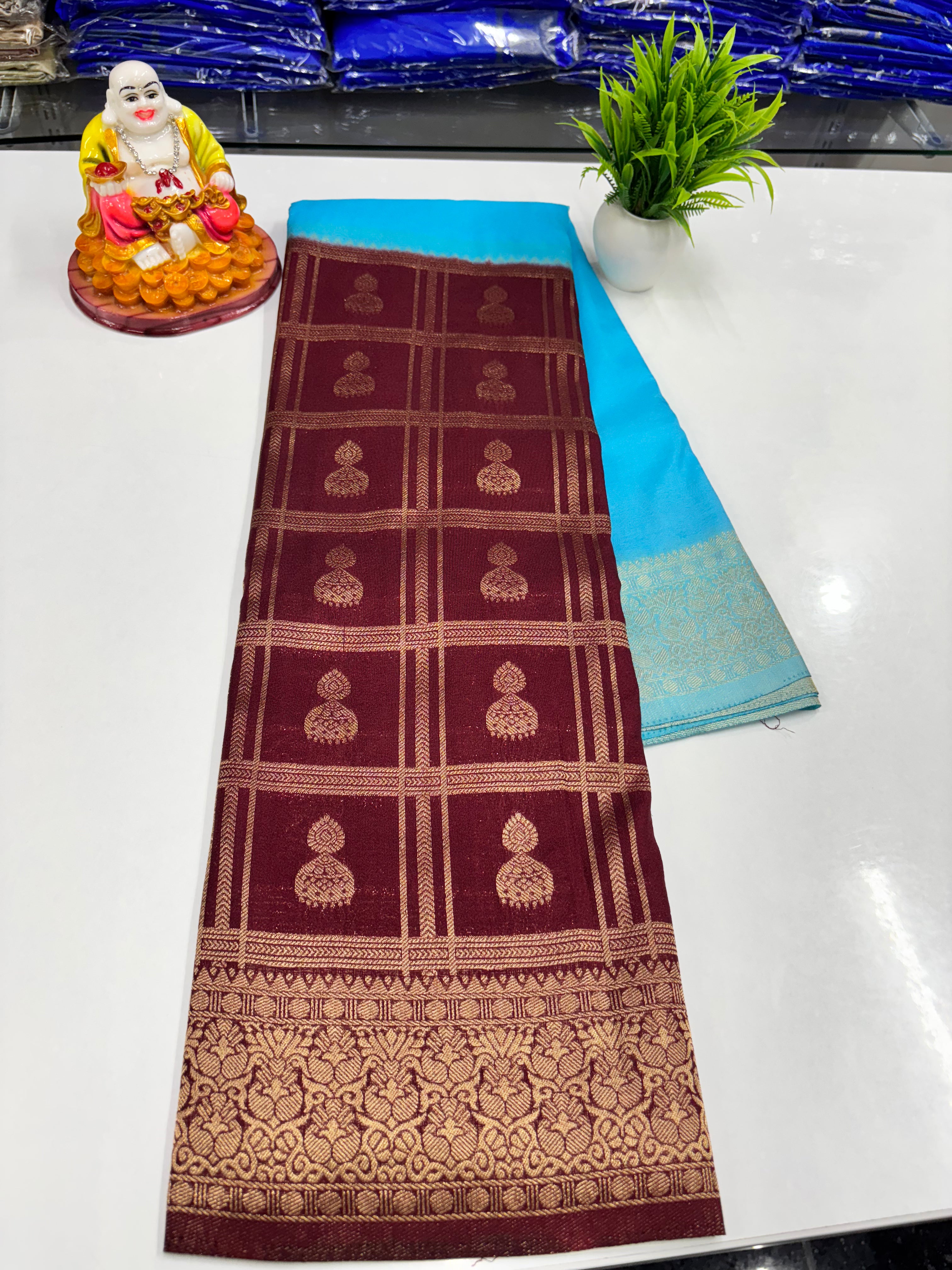 Georgette Saree with Jumka Design