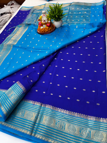 Mysore Crepe Silk Saree with Buttas & Rich Pallu