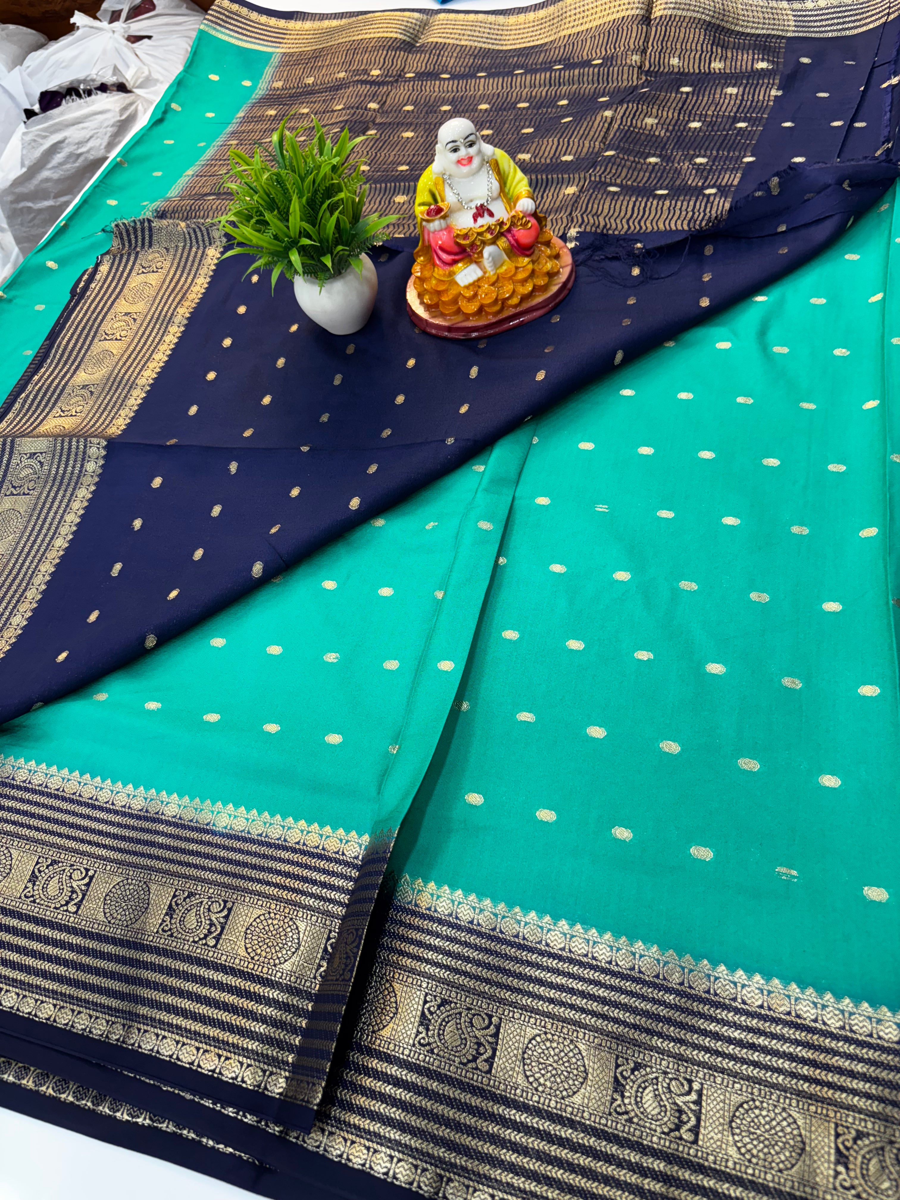 Mysore Crepe Silk Saree with Buttas & Rich Pallu